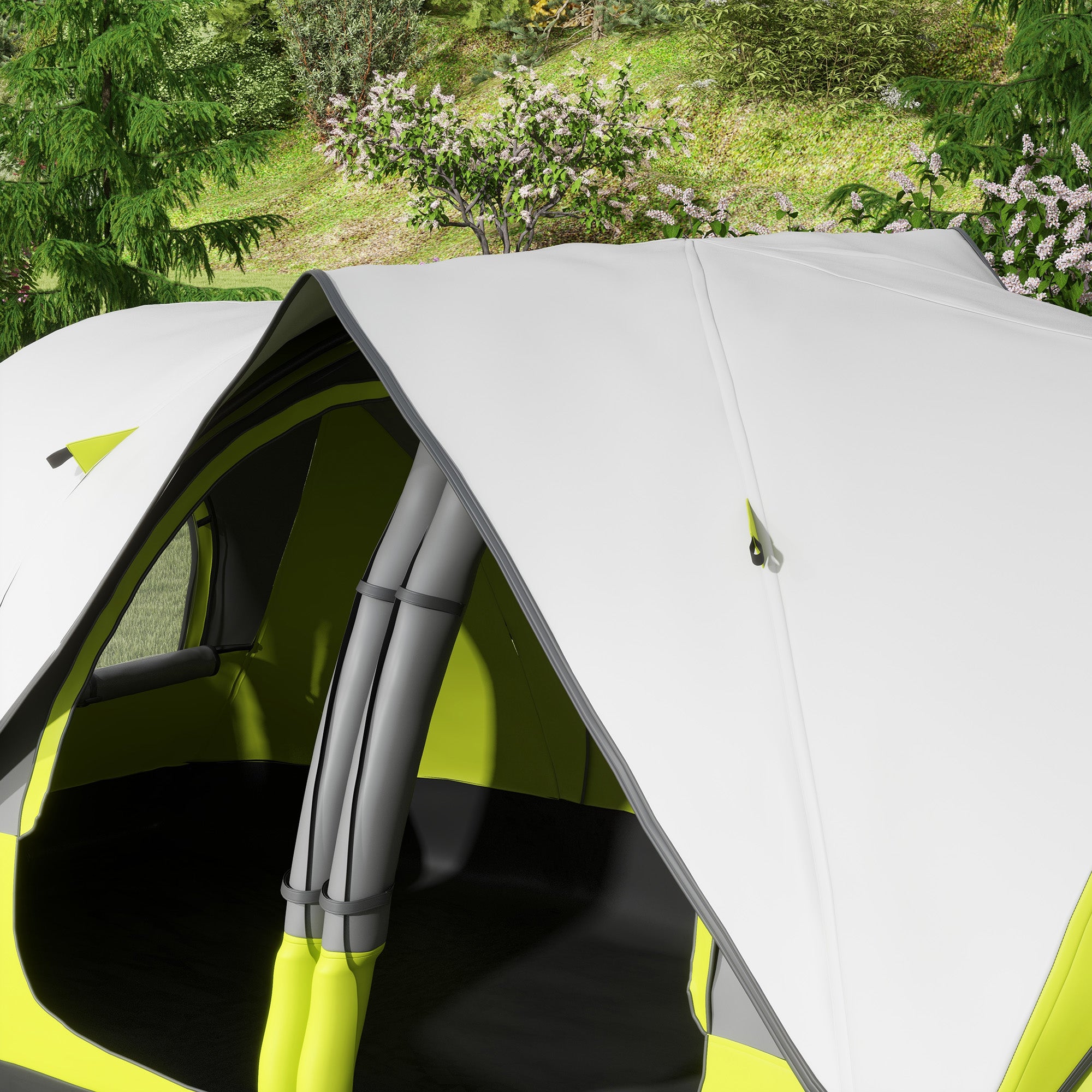 Camping Tent, Tunnel Tent for 6-8 People, with Light Hook, Mesh Windows, 2 Rooms Windproof Family Tent with Carrying Bag, 2000mm Water-Resistant Group Tent for Camping, Garden, Green