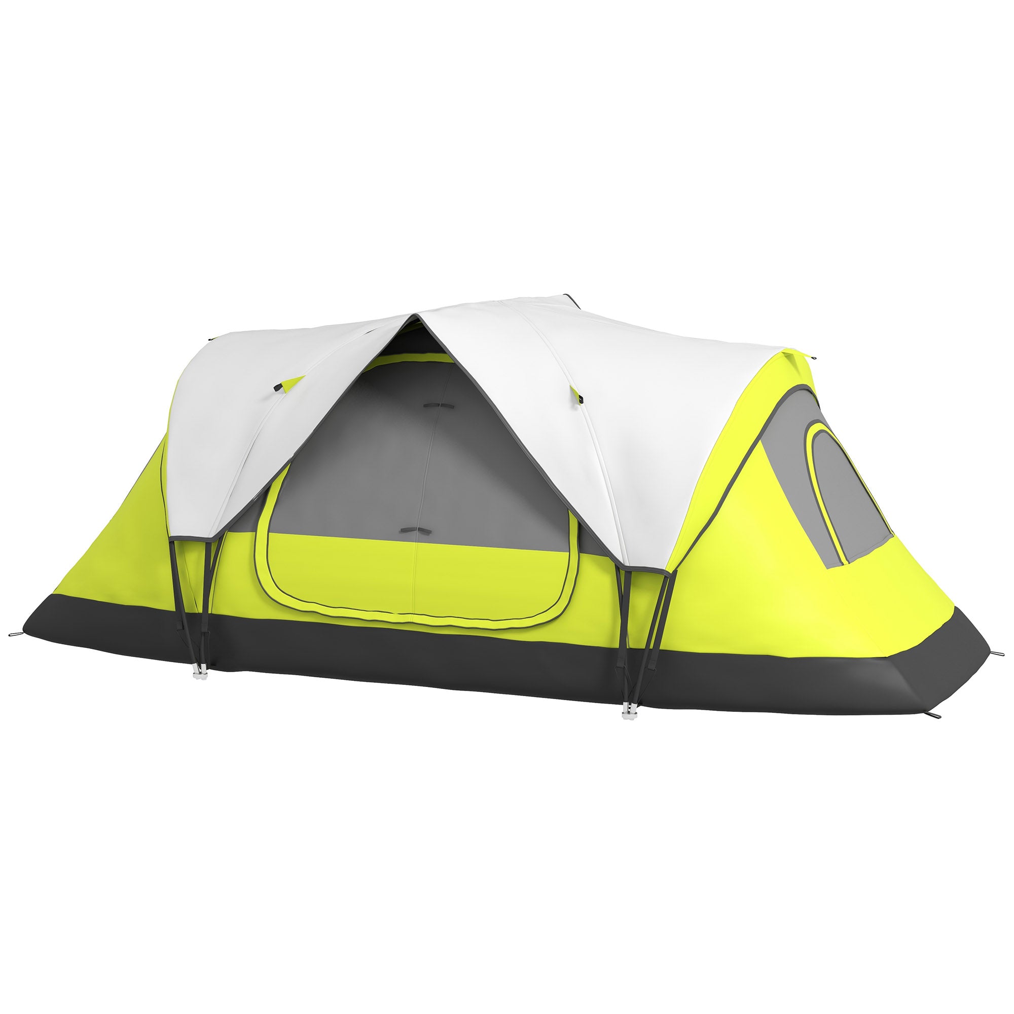 Camping Tent, Tunnel Tent for 6-8 People, with Light Hook, Mesh Windows, 2 Rooms Windproof Family Tent with Carrying Bag, 2000mm Water-Resistant Group Tent for Camping, Garden, Green