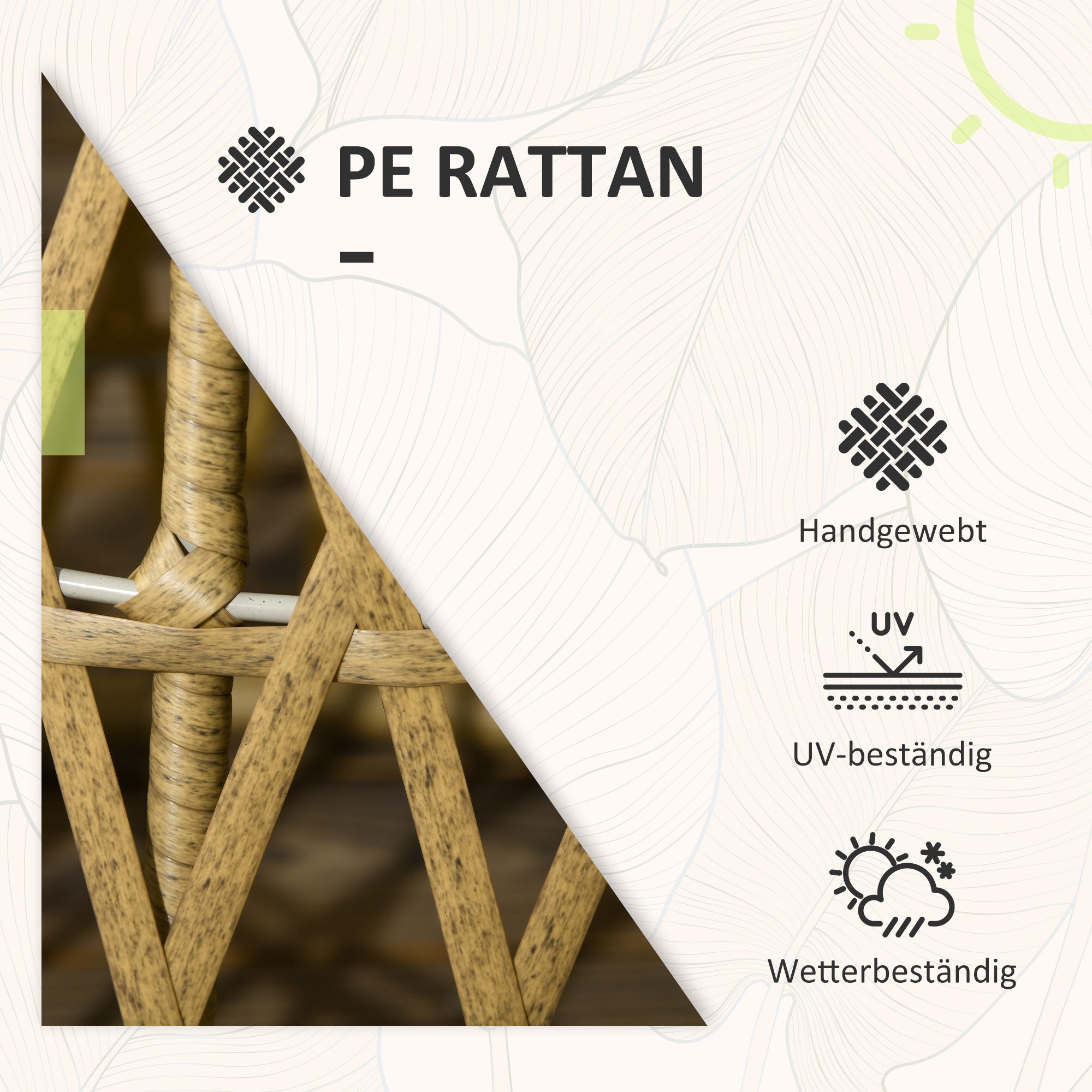 3-Piece Garden Furniture Set, Bistro Set incl. Coffee Table, 2 Chairs, Garden Seating Group with Cushions, Patio Furniture for Terrace, Yellow