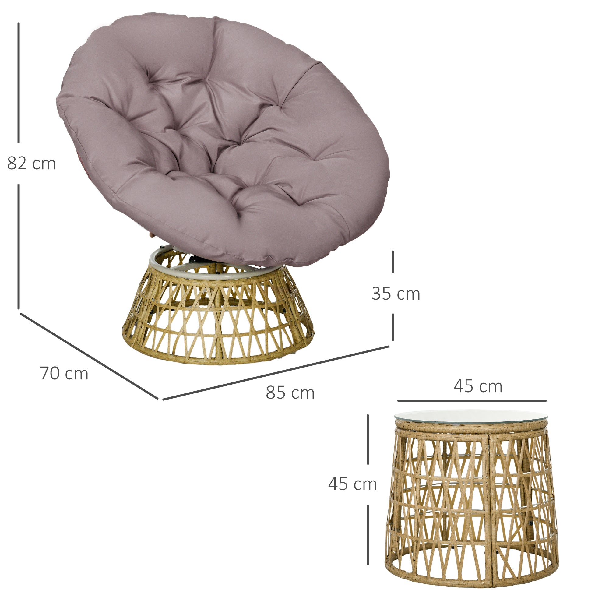 3-Piece Garden Furniture Set, Bistro Set incl. Coffee Table, 2 Chairs, Garden Seating Group with Cushions, Patio Furniture for Terrace, Yellow