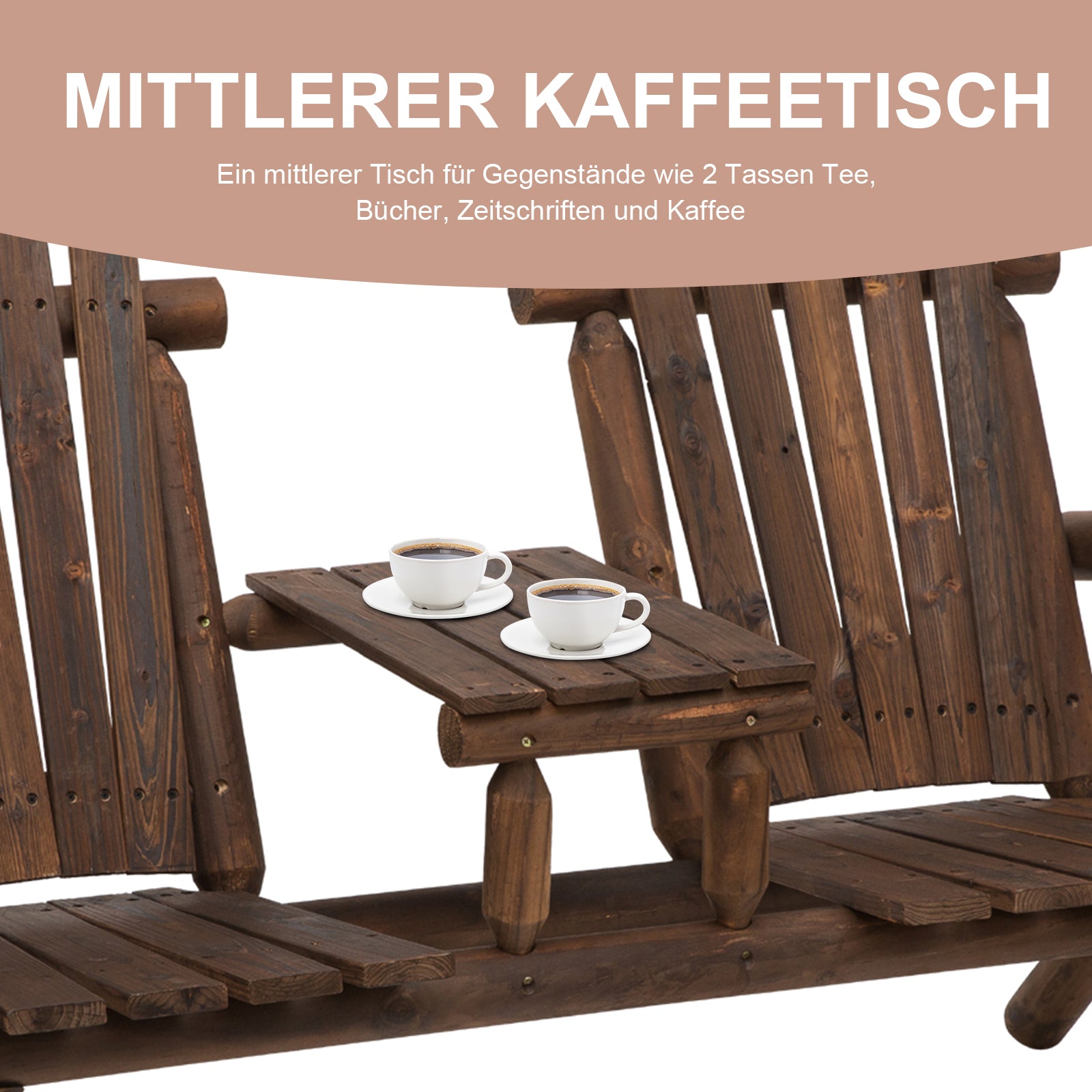 Garden Bench with Table, Outdoor Furniture, Bench, 2 Chairs, Solid Wood, Brown, 157 x 88 x 103 cm