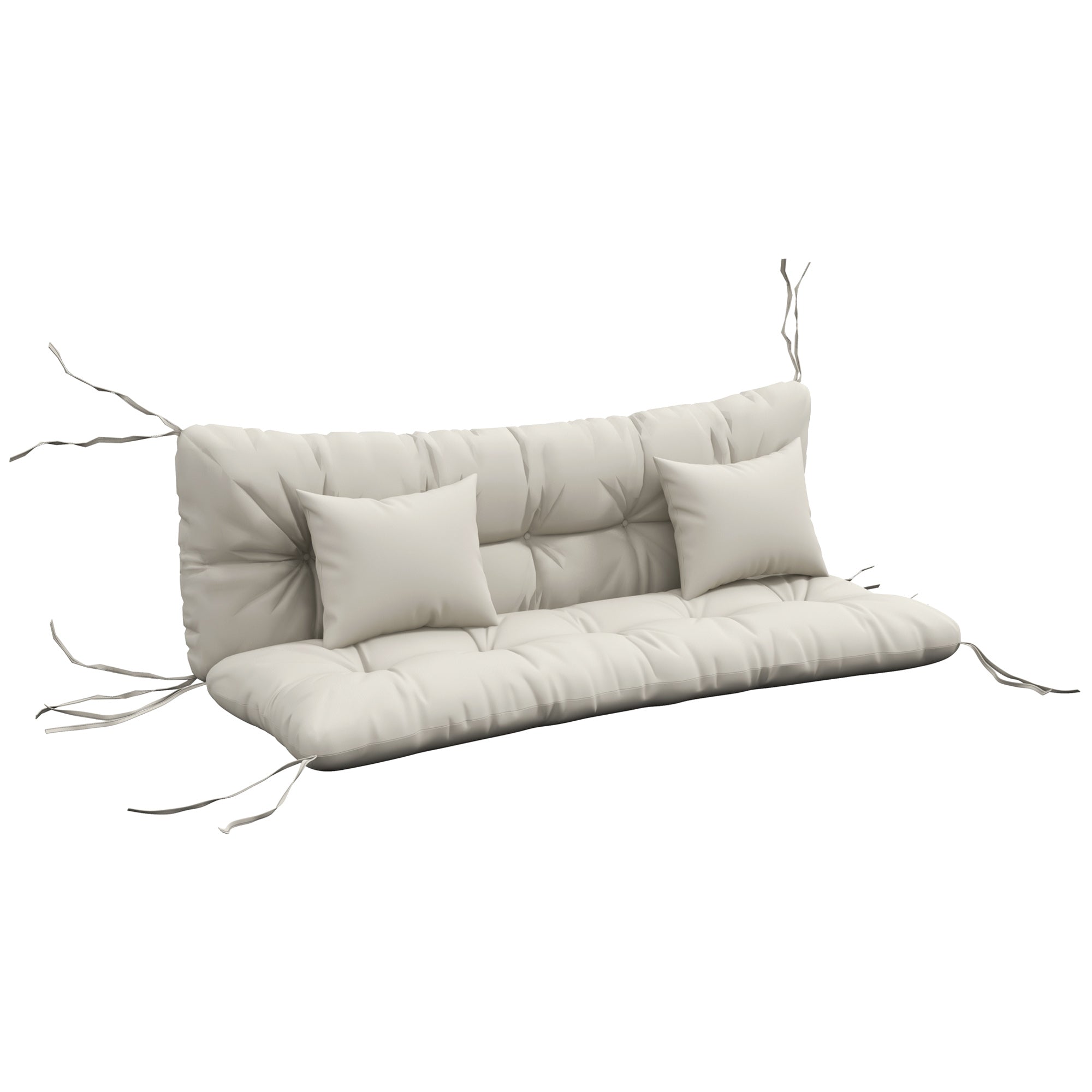 Set of 4 Outdoor Cushions for Garden Swing, 1 Seat Cushion, 1 Back Cushion, and 2 Pillows Cream
