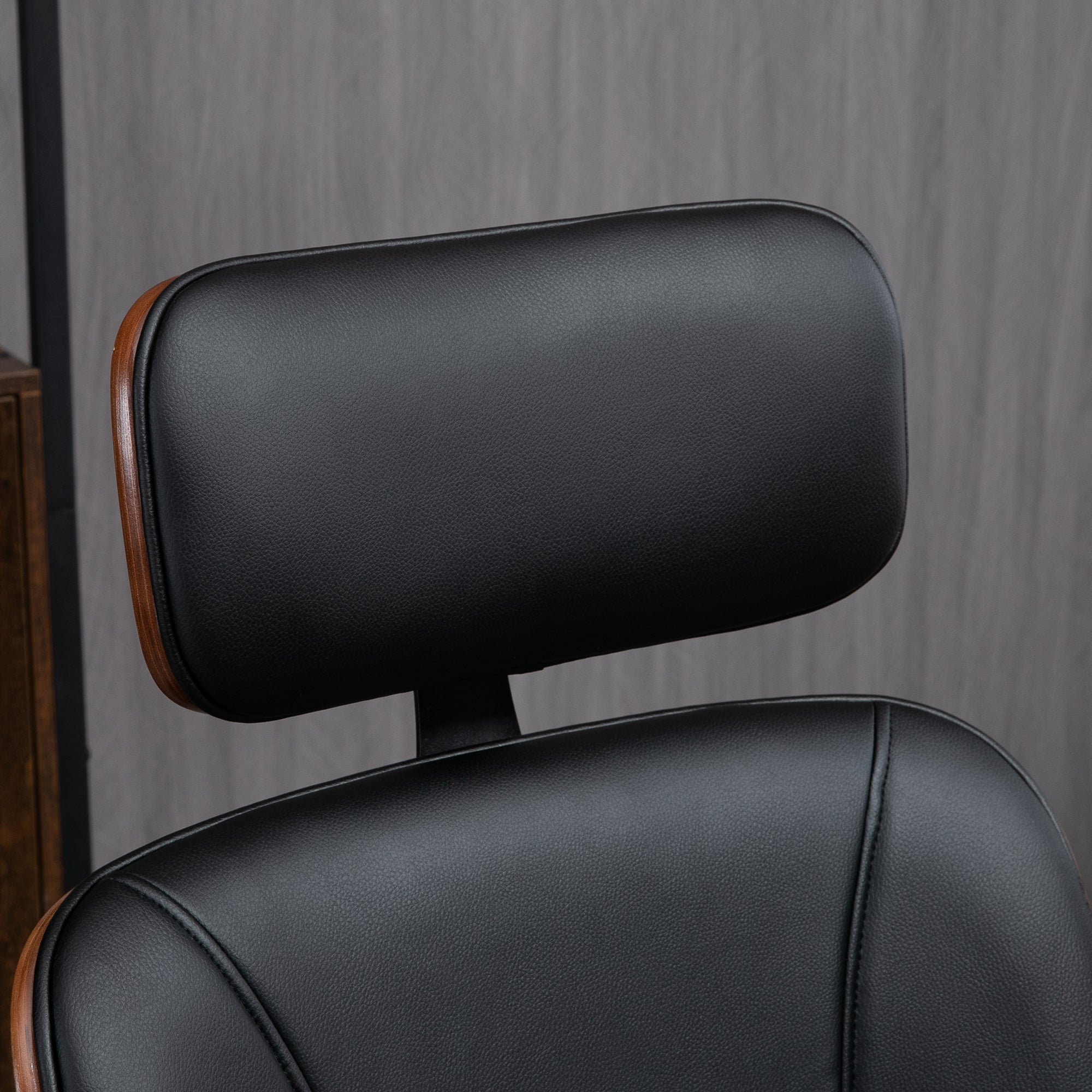 Ergonomic Office Chair Swivel Desk Chair in PU Leather with Removable Headrest Adjustable Height and Tilt Function 63x62x110-120 cm Black