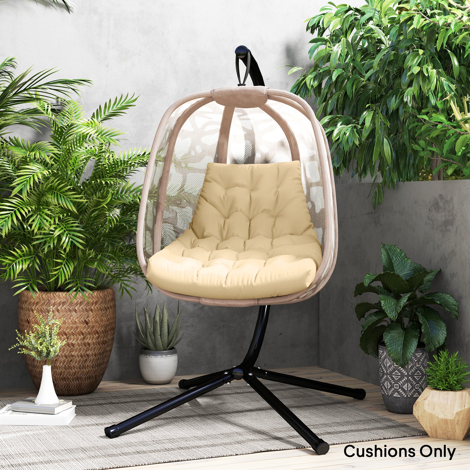 Seat Cushion, 120x100 cm Chair Cushion with Backrest, 8cm Thick Seat Cushion, Water-Resistant Seat Pad for Rocking Chairs and Hanging Baskets, Beige