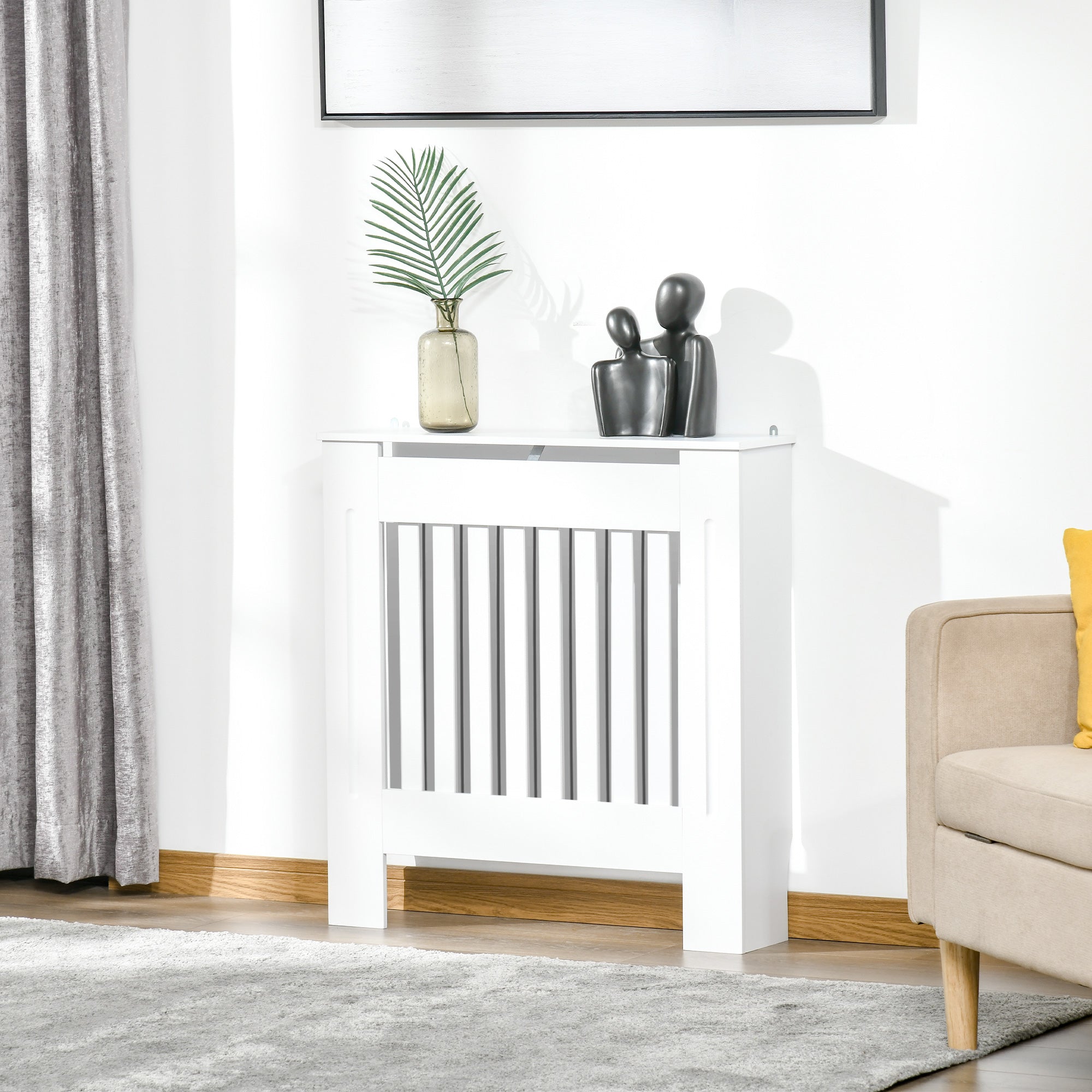 Radiator Cover Modern MDF Radiator Cabinet for Living Room Bedroom 78x19x81 cm White