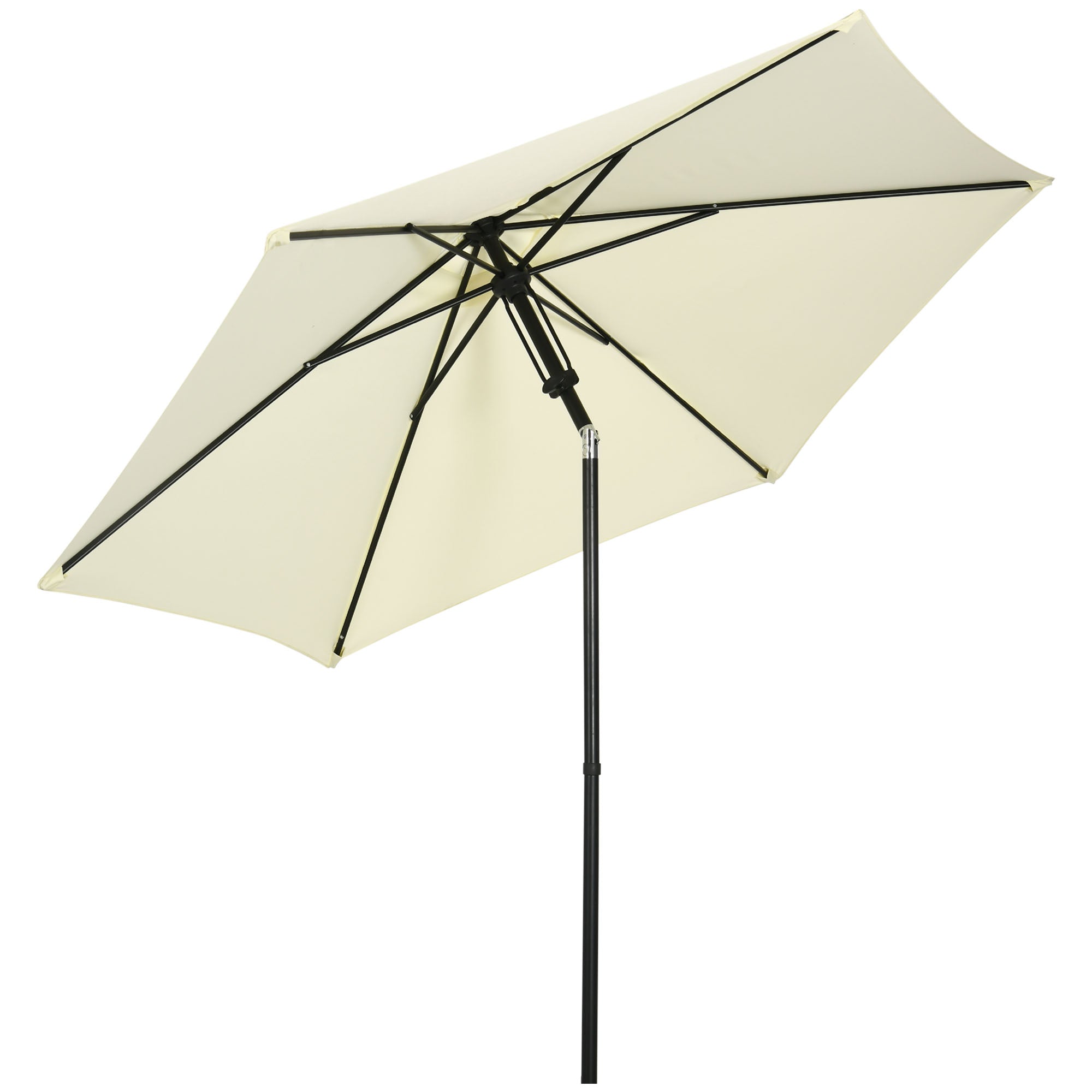 Garden Umbrella 2.7x2.5 m in Polyester and Metal with Adjustable Tilting Canopy at 45°, Beige and Black