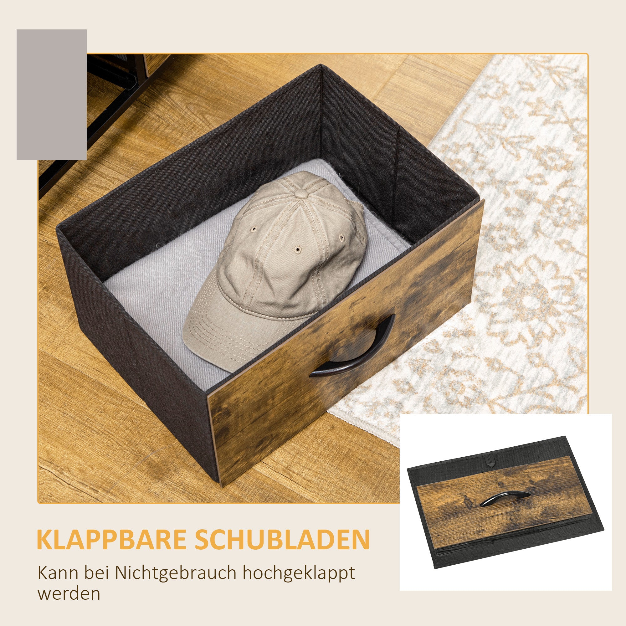 Fabric Chest of Drawers Storage Cabinet with 6 Drawers, Shelving Unit with Steel Frame Cupboard for Bedroom, Living Room Rustic Brown