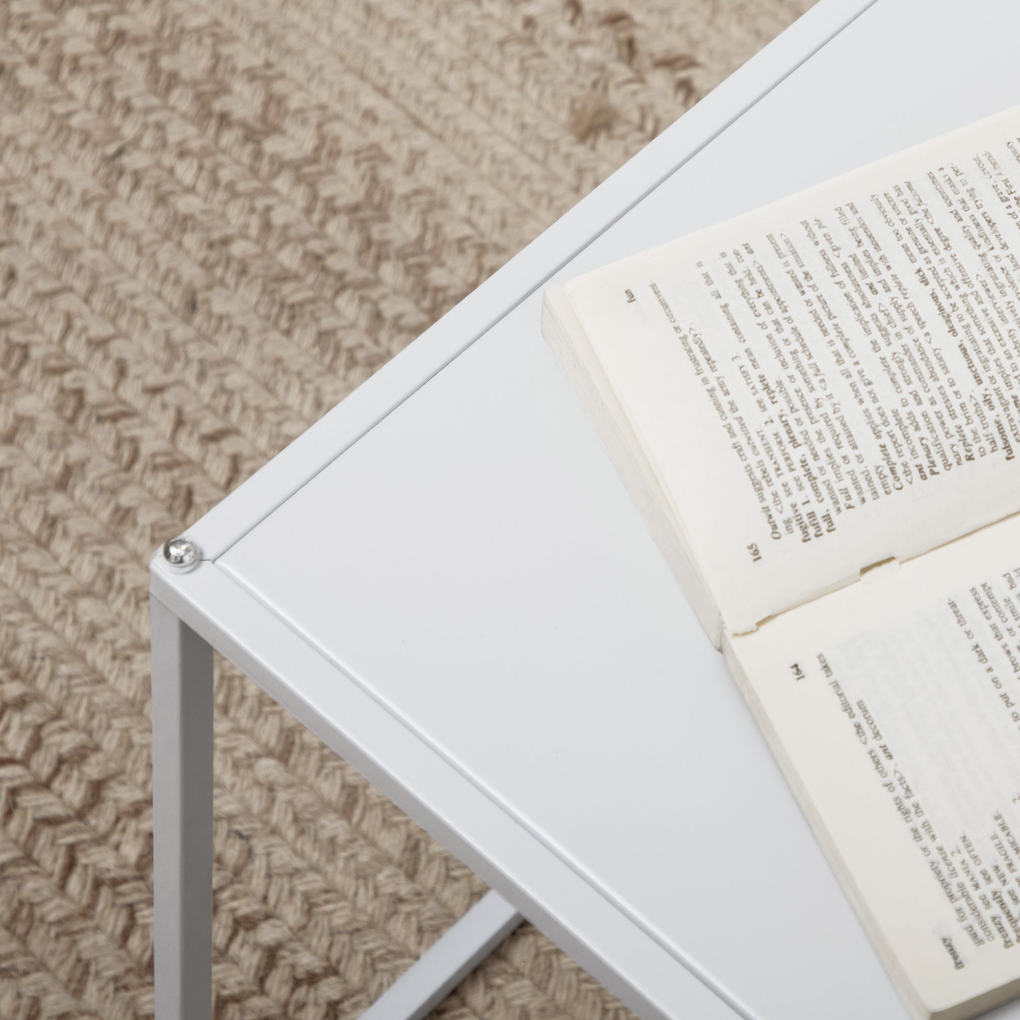 Square Coffee Table 2-Piece Set, Side Table in Modern Design, Steel Frame, Stackable, Coffee Table End Table for Living Room Bedroom, White