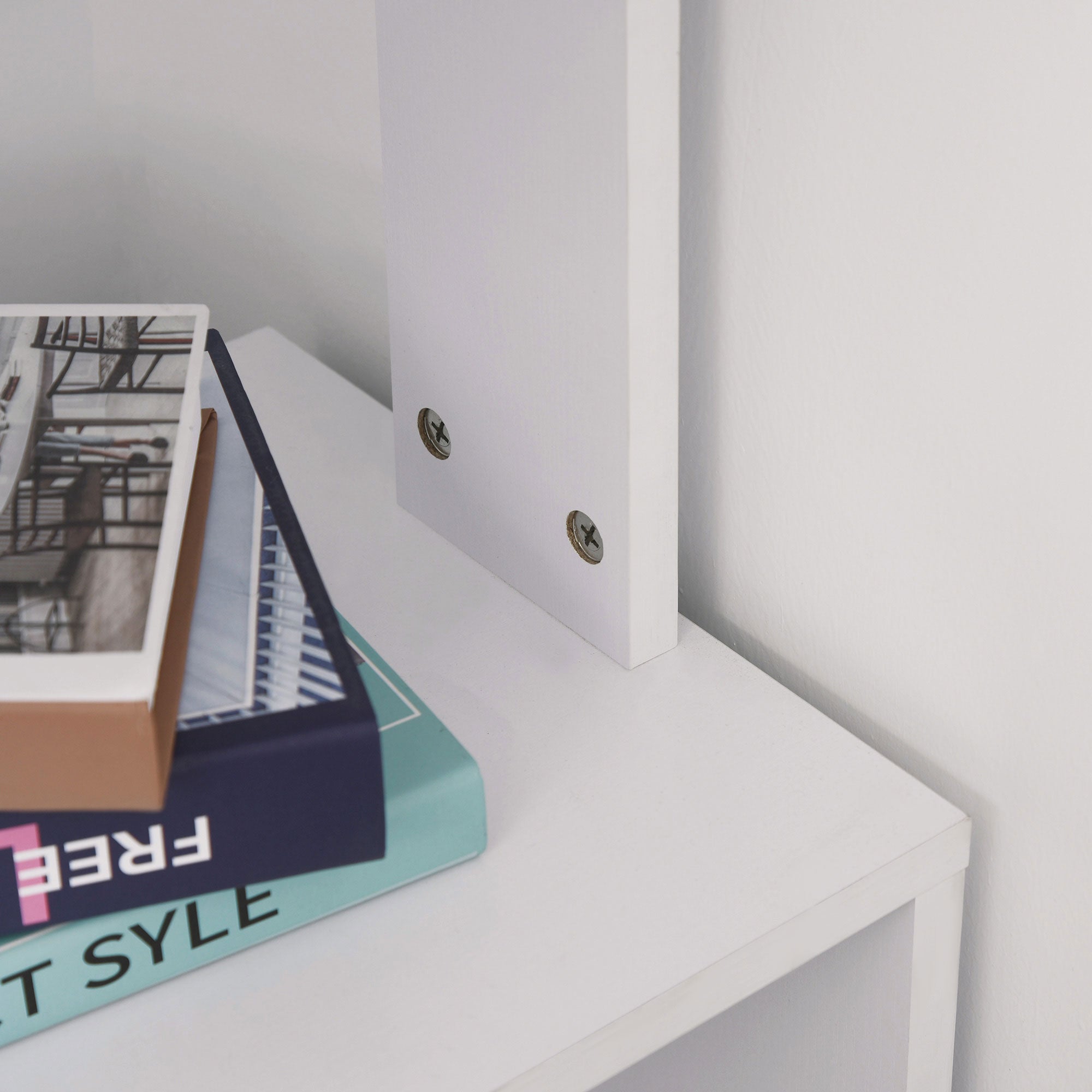 Rotating Corner Desk L-Shaped Desk with Shelf Desk with Shelves for Office Study 120x110x74.5 cm White