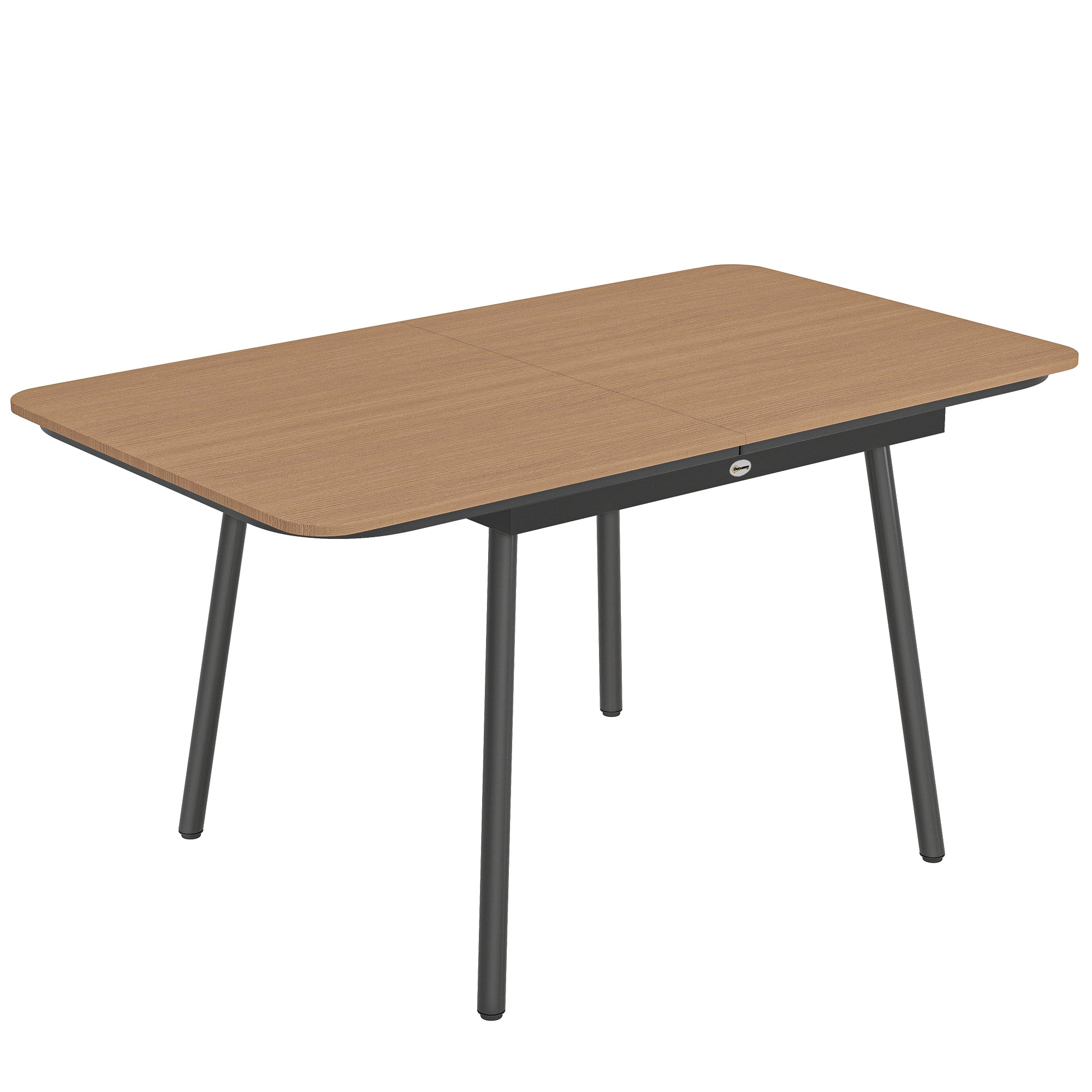 55.1 x 31.5 in Outdoor Dining Table for 6 – Weather-Resistant WPC Wood-Look Top, Rust-Resistant Metal Frame, Adjustable Feet, Rectangular Patio/Balcony Table (Teak)