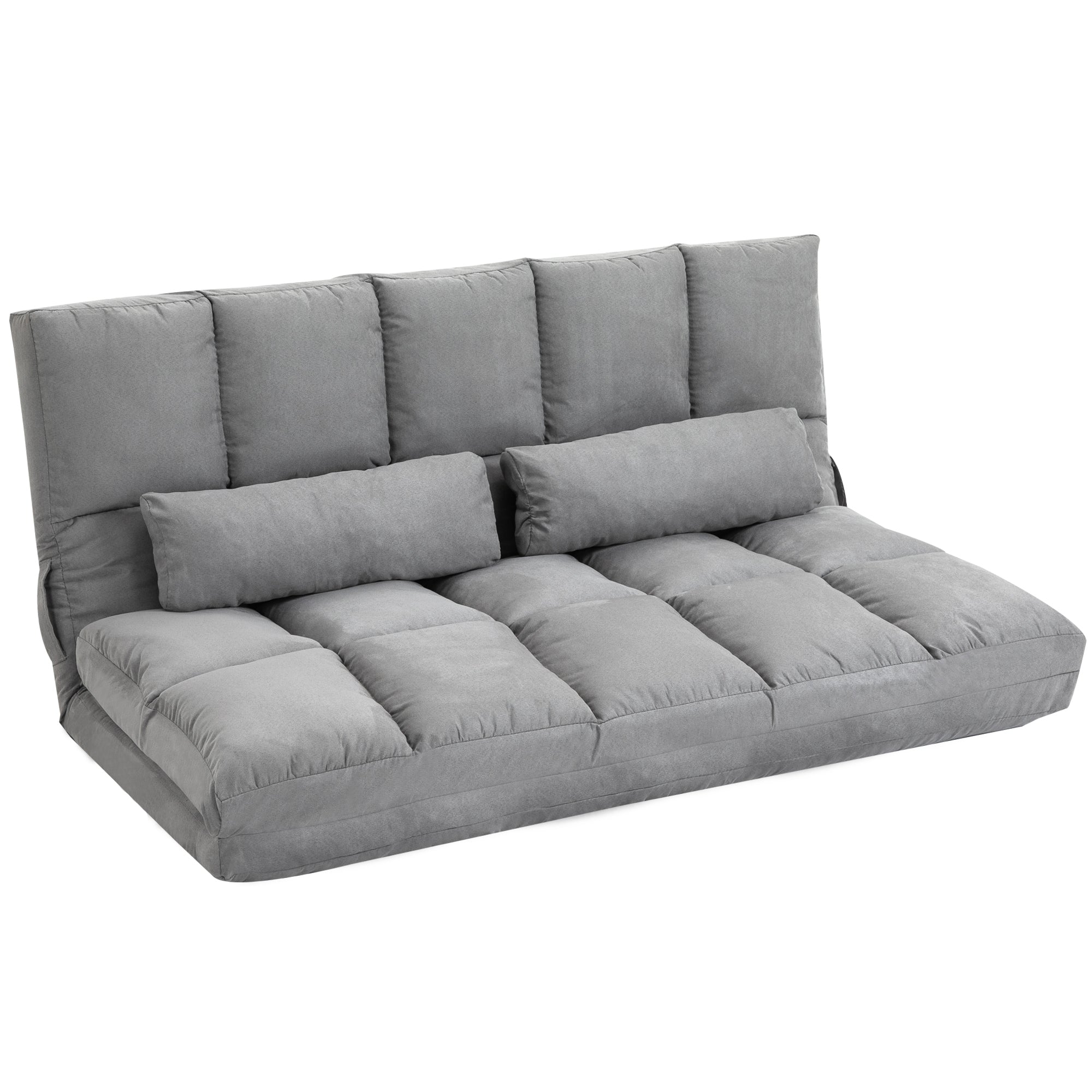Folding Floor Sofa Bed with 7 Reclining Levels and Cushions, Modern Sofa for TV, Games, Reading, Yoga, Office, 130x73x60 cm, Light Gray
