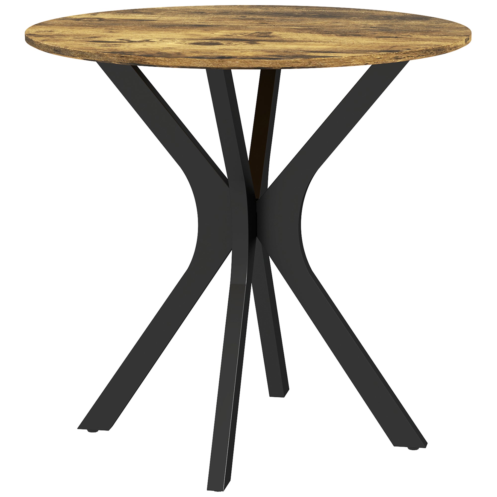 Dining Table 78 x 78 cm Round Kitchen Table for 2 People Dining Table with Spider Steel Frame Coffee Table for Kitchen, Dining Room, and Living Room Rustic Brown