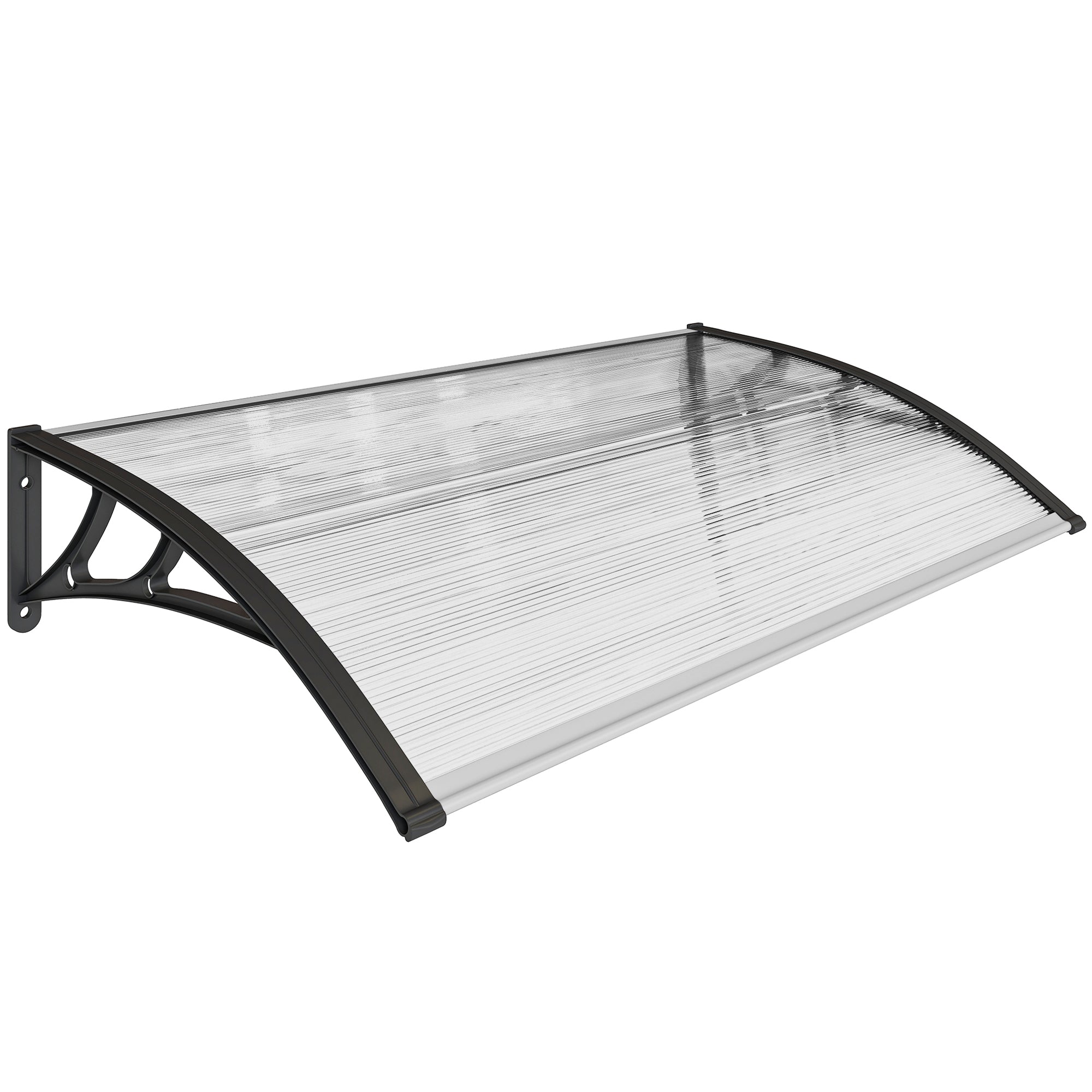 Polycarbonate and Aluminum Canopy for Balconies, Windows, and Doors, Outdoor Awning with PP Support, 110x60x18cm, Transparent
