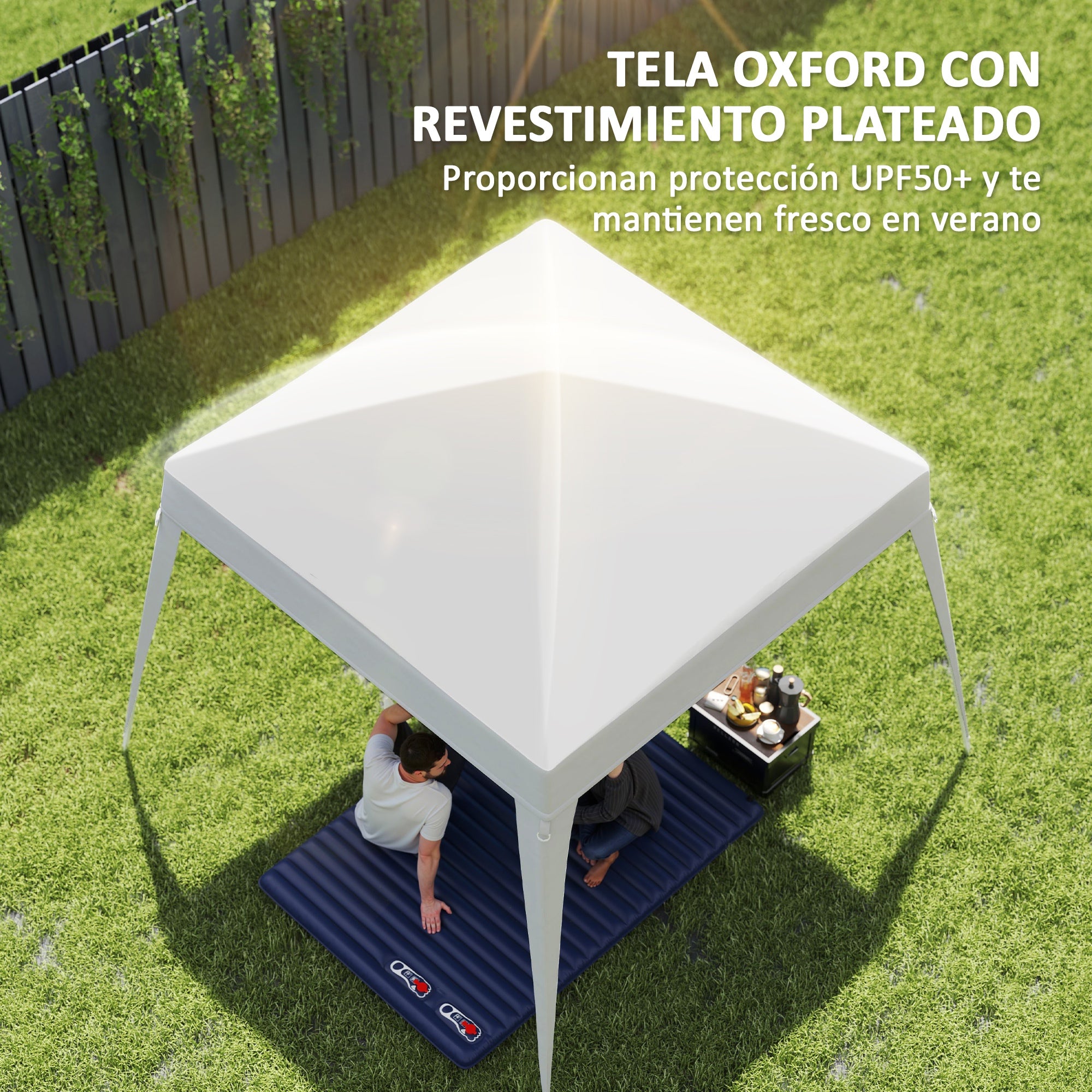 Replacement Pergola Canopy 2.4x2.4m Roof Replacement for Garden Folding Tent with 3x3m Oxford Fabric UPF 50+ Sun Protection Velcro Closures and Hooks CANOPY ONLY White