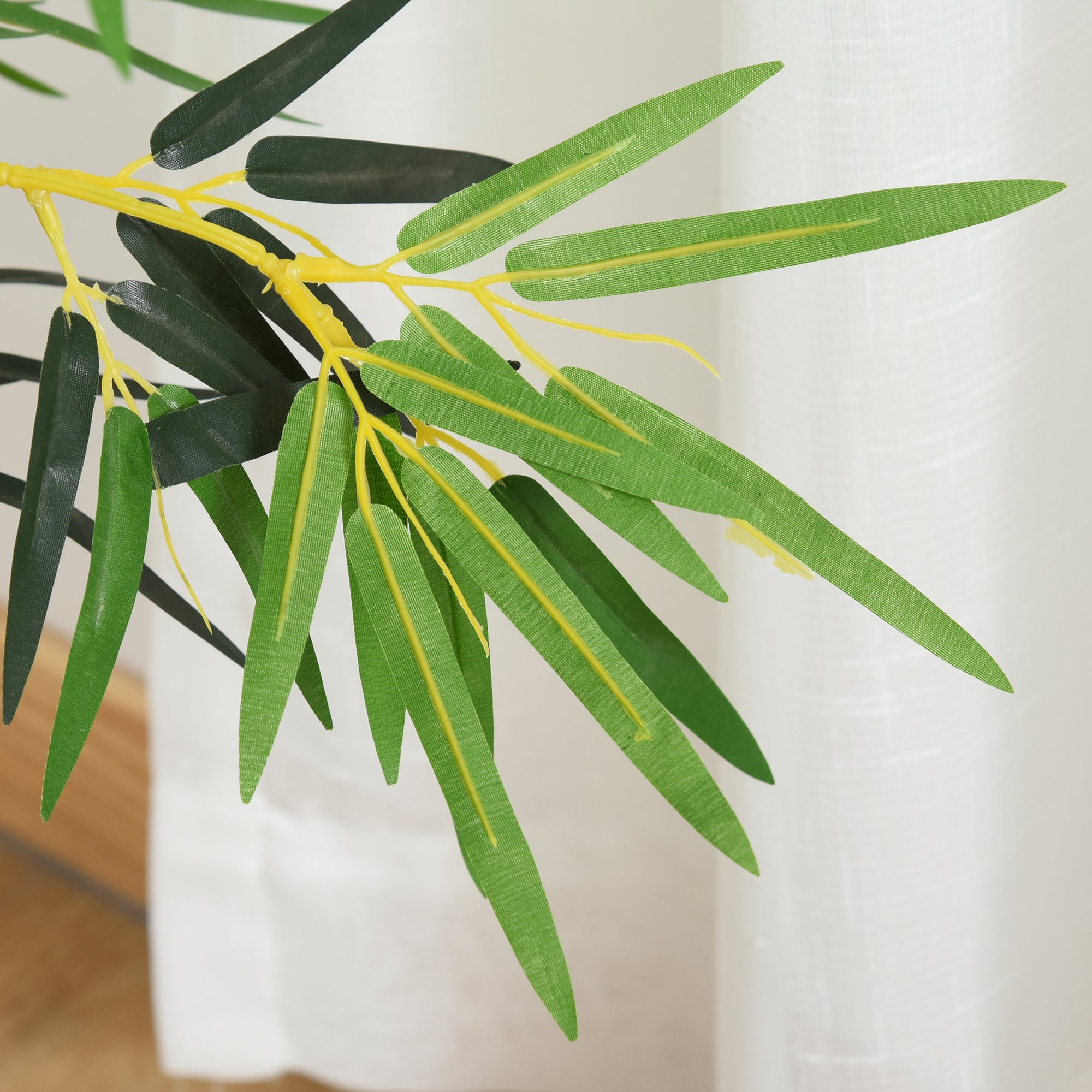 Artificial Bamboo Tree Artificial Plant Height 1.2m 552 Realistic Dense Leaves Pot Included Black with Green Lichen