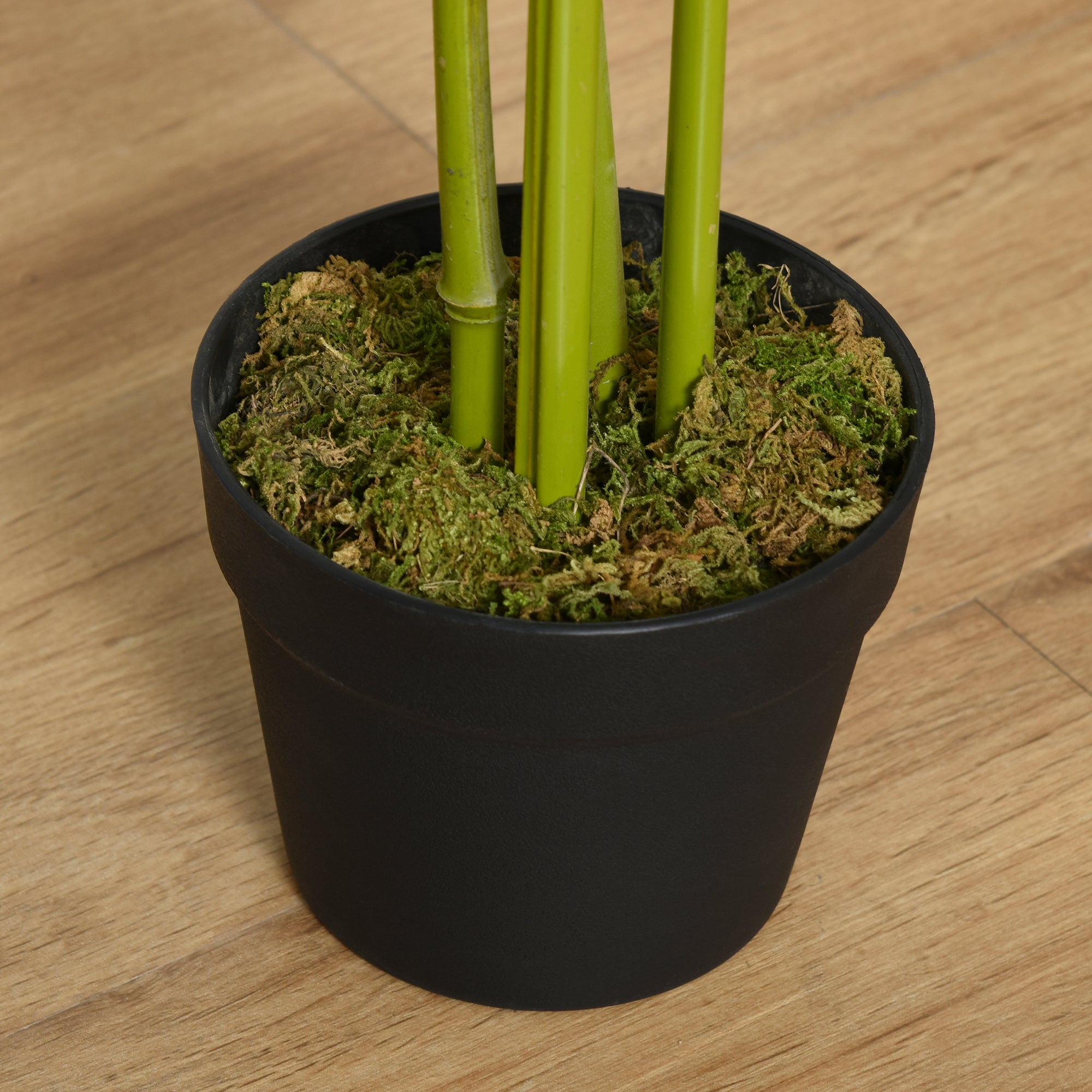 Artificial Bamboo Tree Artificial Plant Height 1.2m 552 Realistic Dense Leaves Pot Included Black with Green Lichen