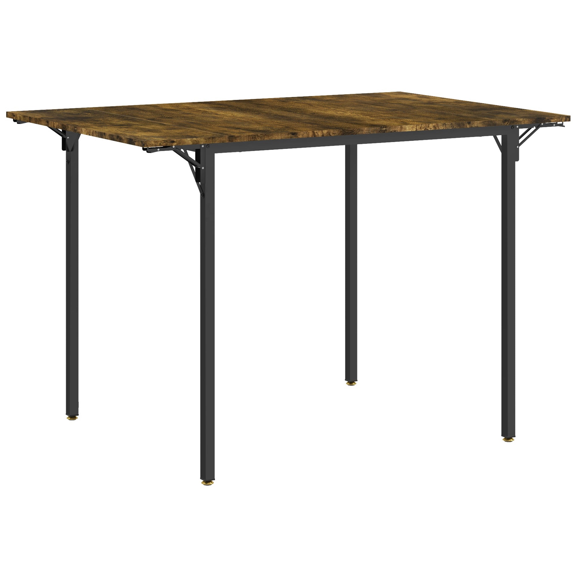 Folding Dining Table Extendable Kitchen Table with 2 Drop Leaves Industrial Rectangular Style for Small Space, Drop-Leaf Table for 2-4 People, Rustic Brown