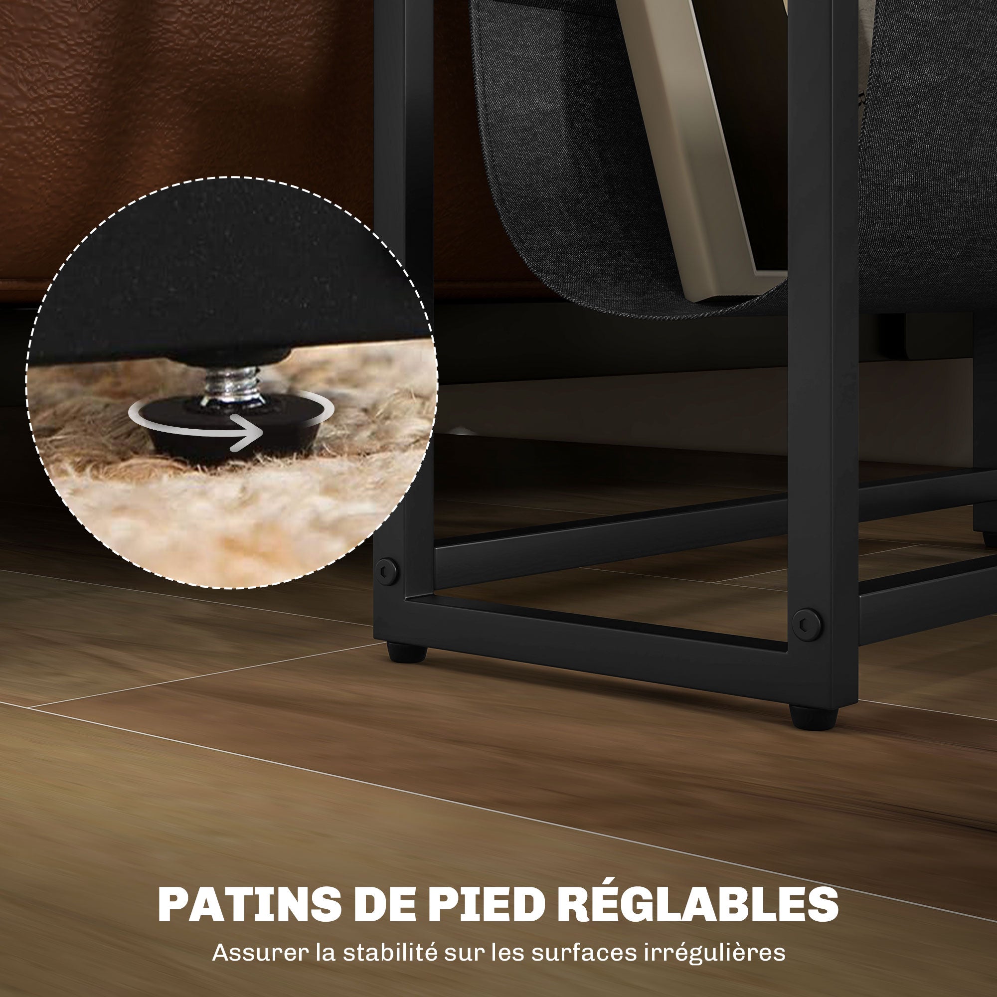 End Table Side Table Entry Table with Shelf and Magazine Rack Industrial Design - 43L x 18W x 56H cm Dark Brown