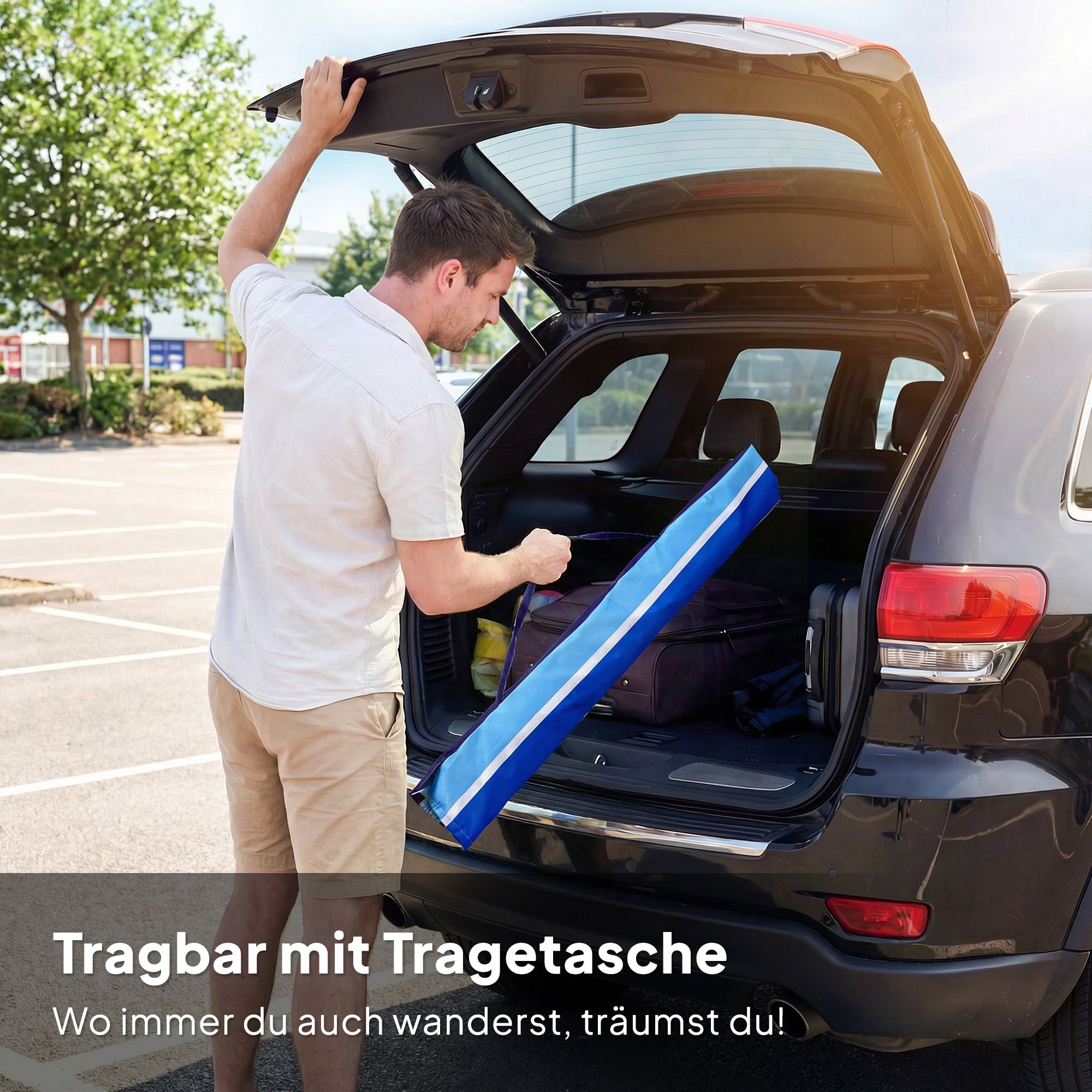 Beach Umbrella Ø78 in (198 cm) UV30+ with Foldable Table & Drink Holders, Adjustable Tilt, Balcony/Travel Parasol with Carry Bag — Multicolor/Black