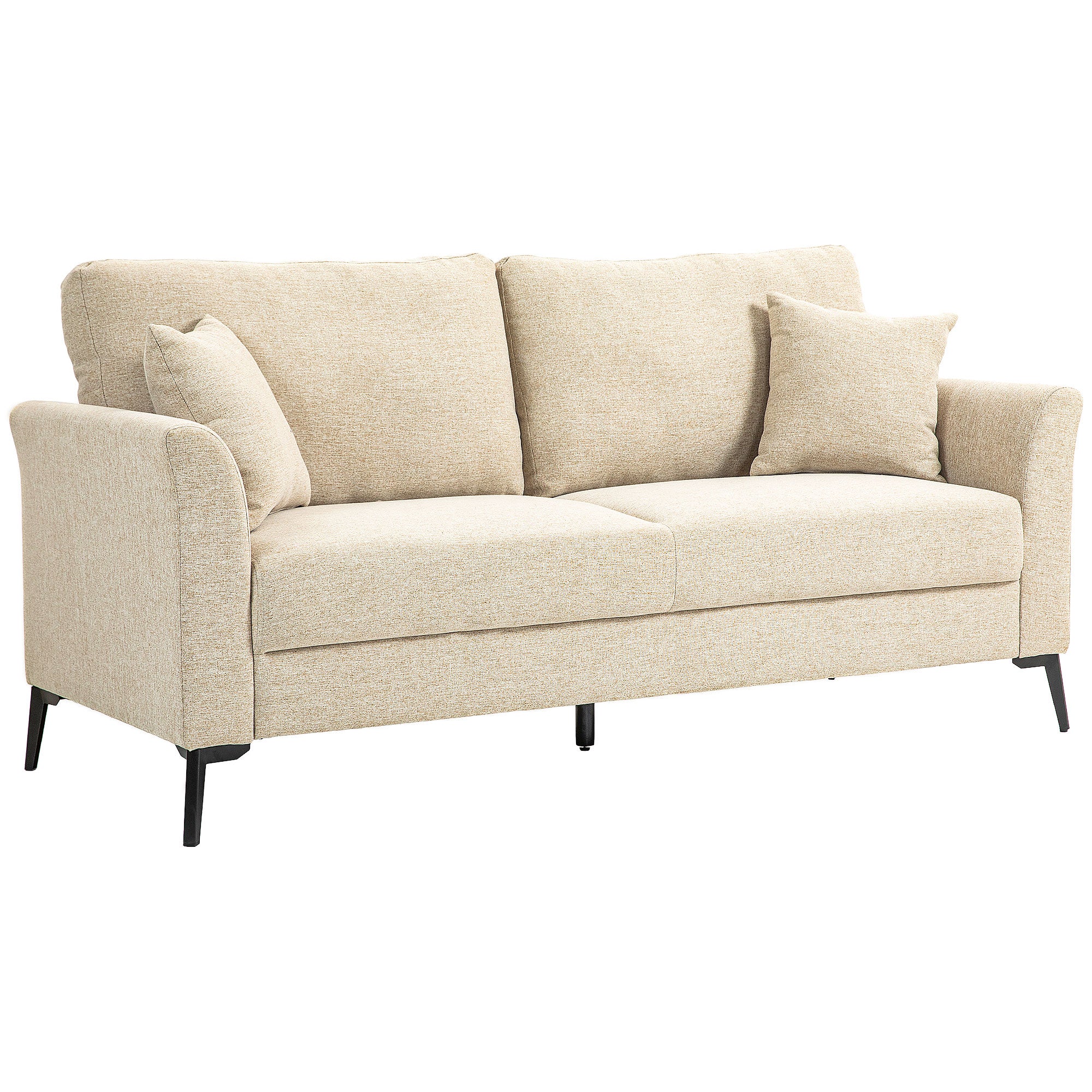 2-Seater Sofa, Couch with Linen Look, Metal Legs, Upholstered Double Sofa for Living Room, Bedroom, 179 x 80 x 89 cm, Beige