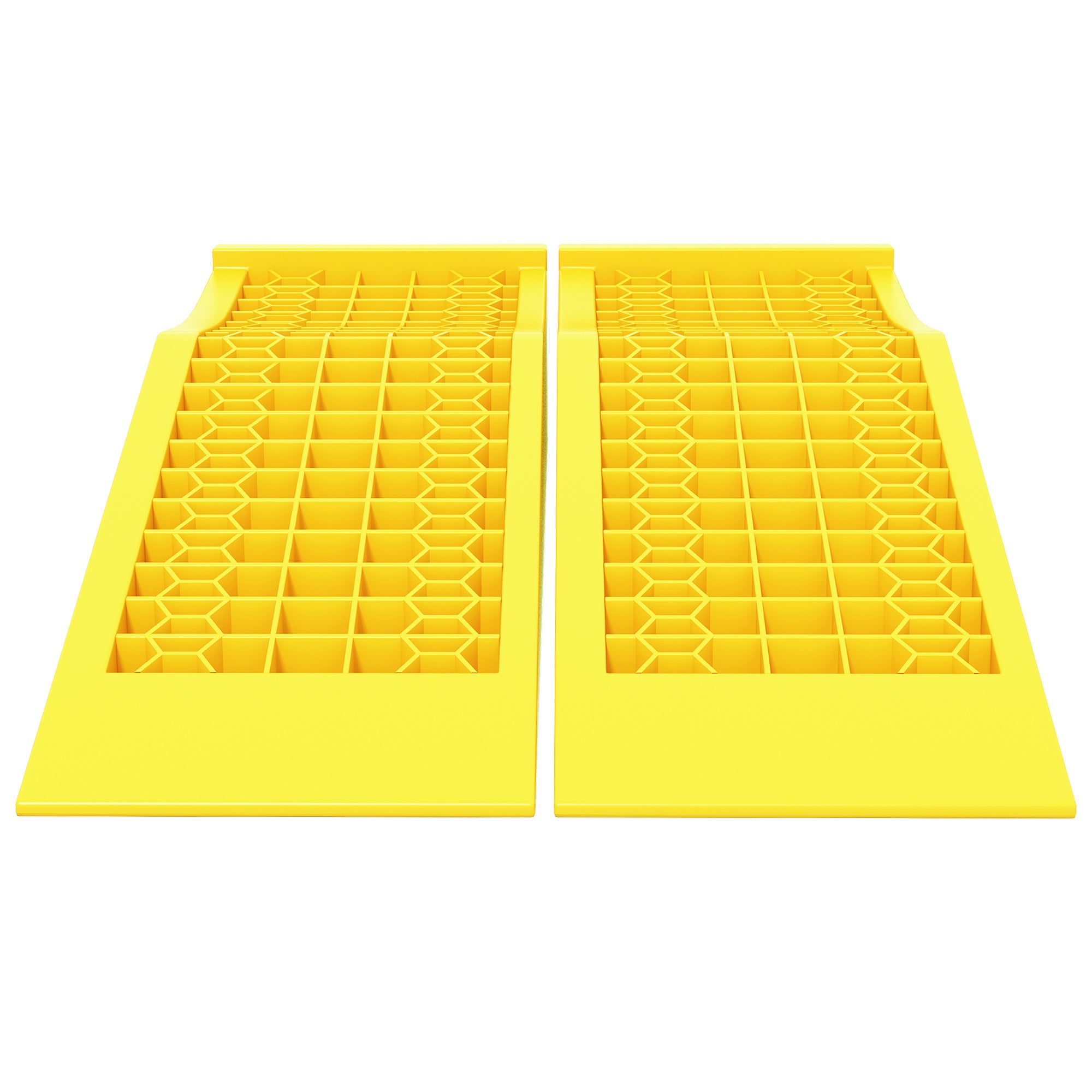 Set of 2 ramps for car utility vehicle heavy-duty loading ramp 3T caravan motorhome dim. 70L x 19.5W x 7.8H cm PP yellow
