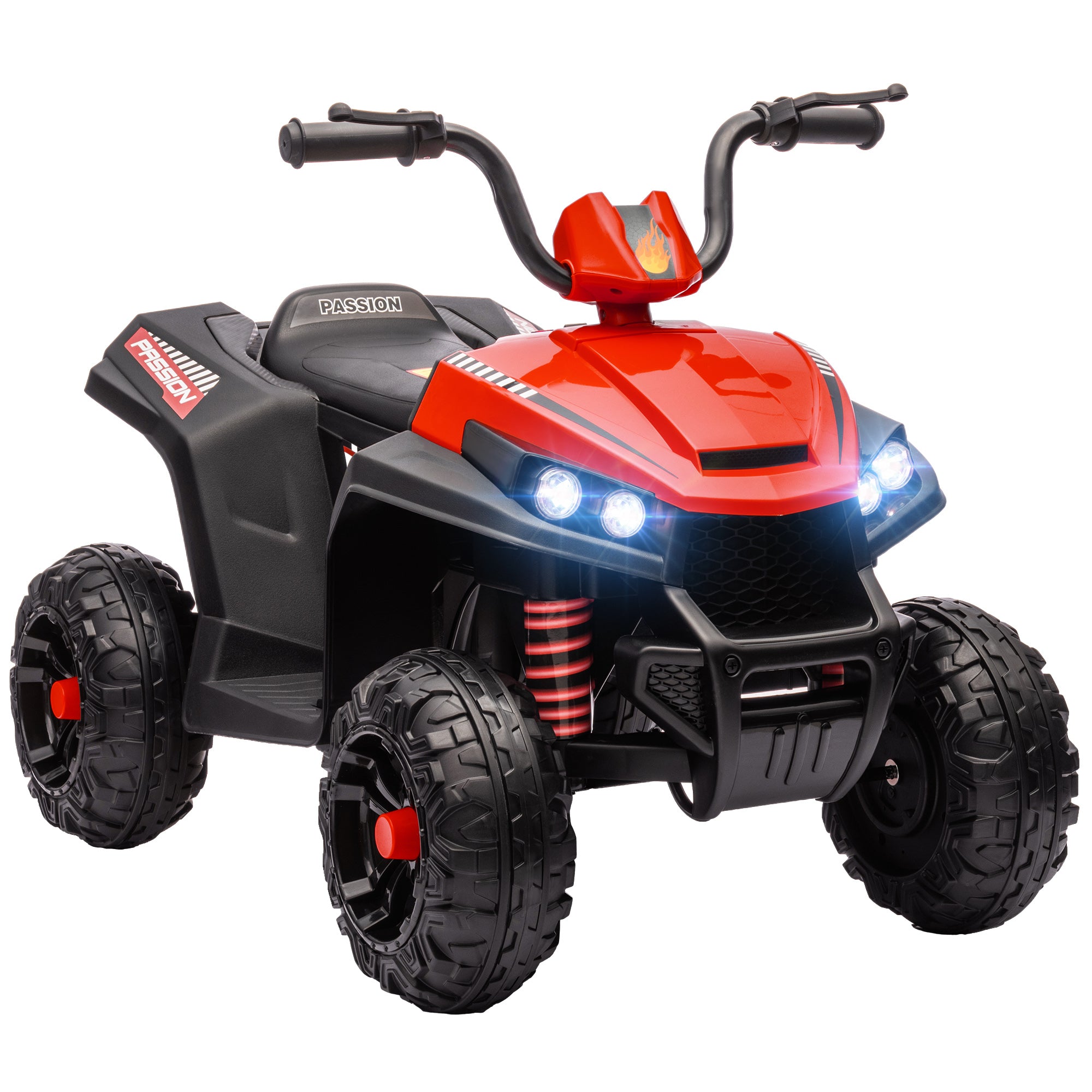 12V Battery-Powered Kids Electric Quad Electric Car for Kids +3 Years Old with 5 km/h Speed, Headlights, Music MP3, Forward/Reverse, 30 kg Load Red