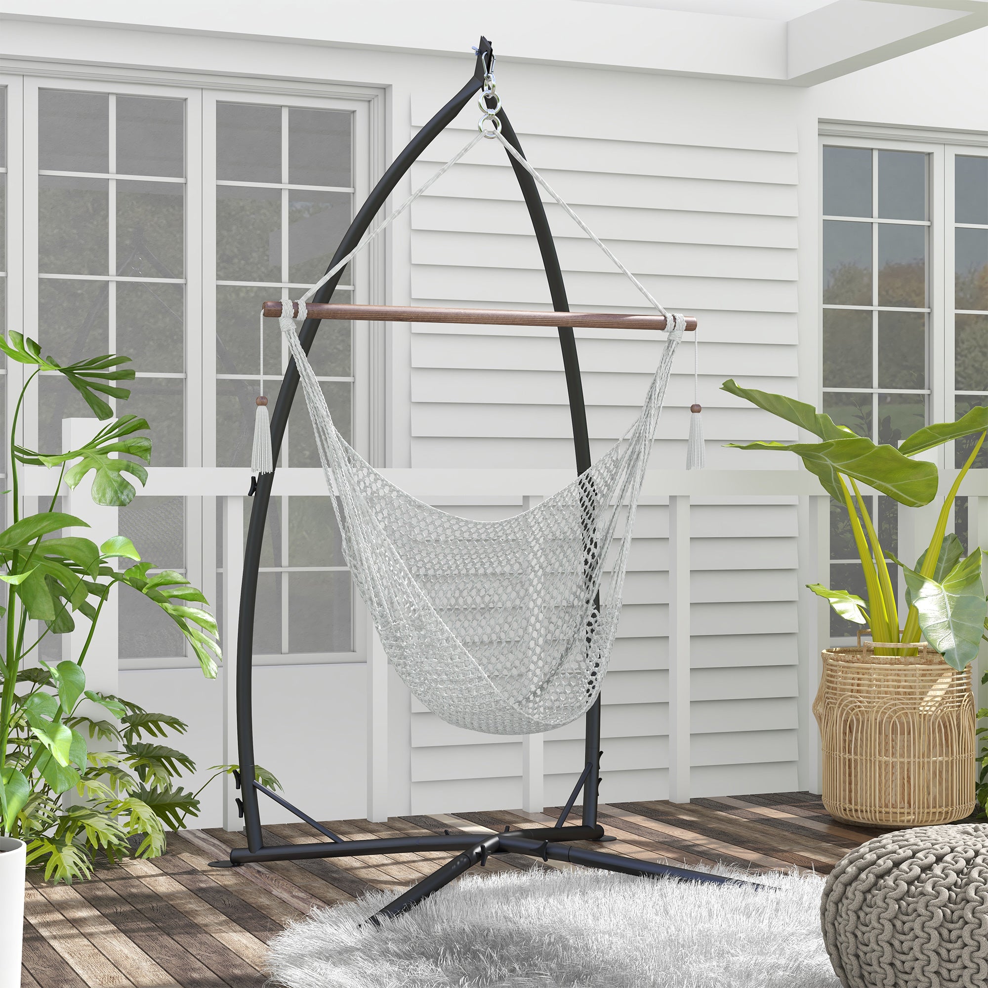 Hanging Chair Stand - Hanging Chair Stand, height 215 cm - Max recommended load 130 kg, black metal