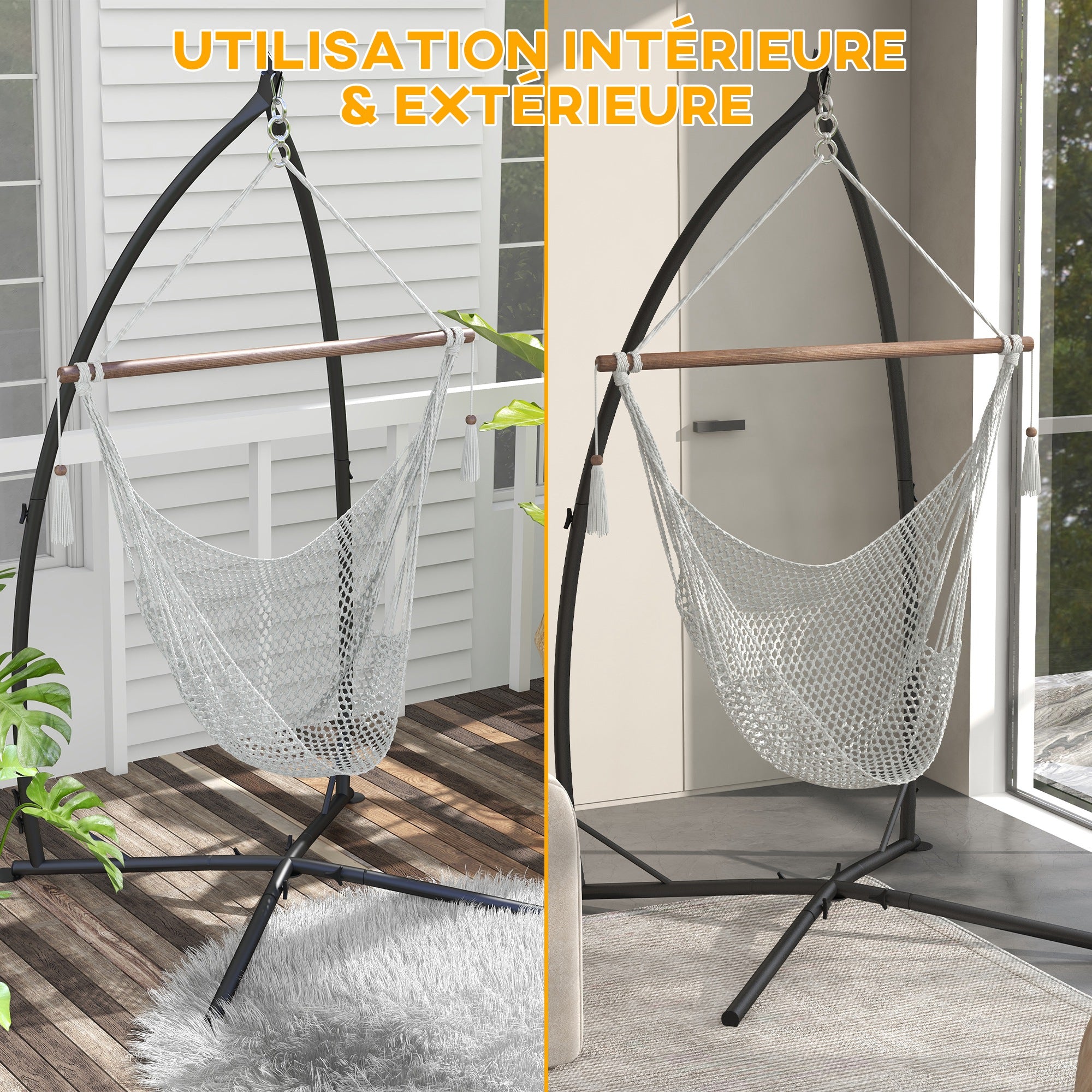 Hanging Chair Stand - Hanging Chair Stand, height 215 cm - Max recommended load 130 kg, black metal
