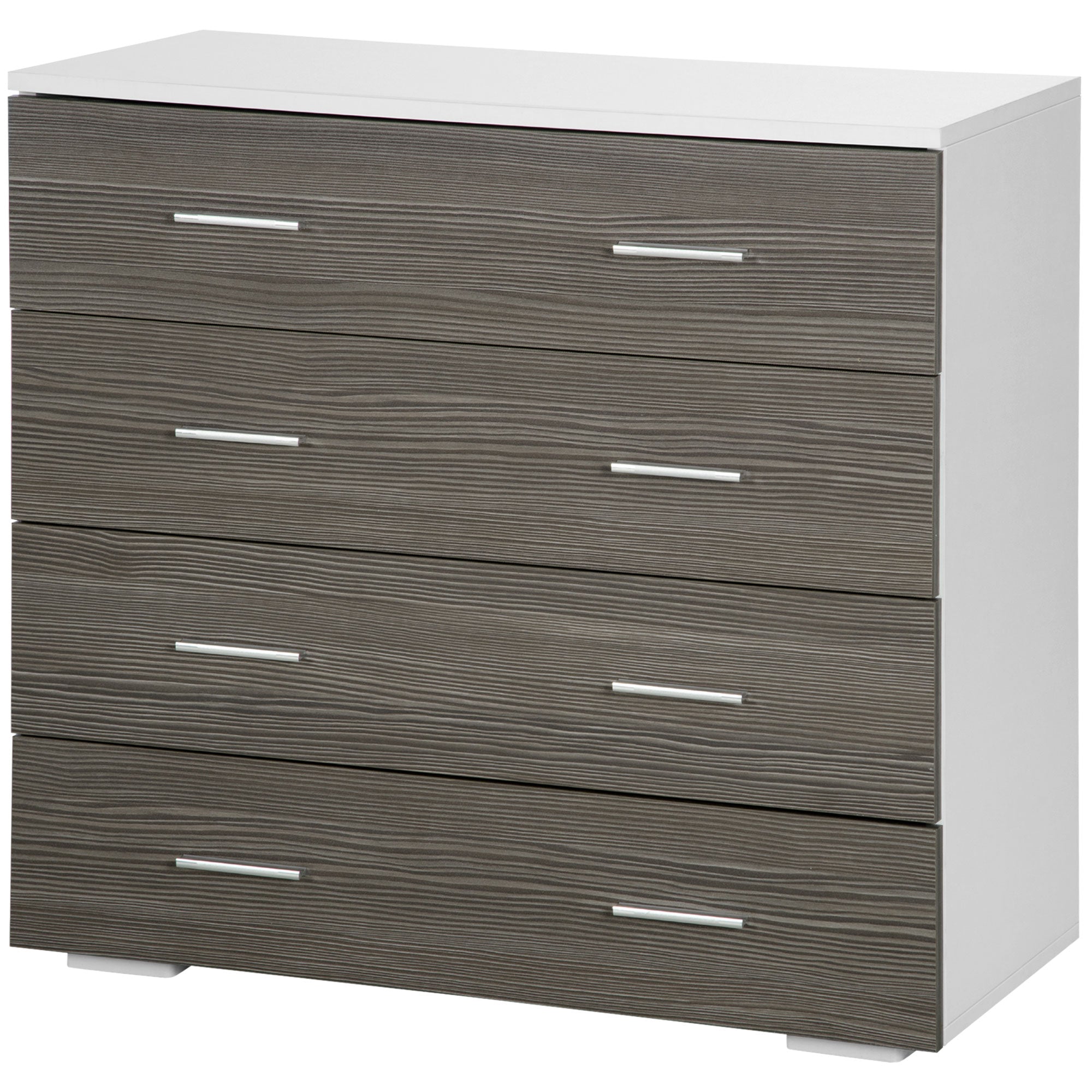 Sideboard Storage Cabinet in Contemporary Style 4 Drawers 76 x 35 x 72 cm White and Gray