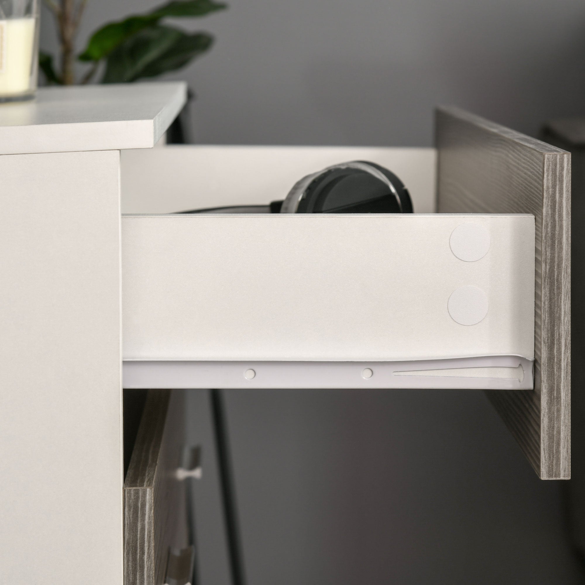 Sideboard Storage Cabinet in Contemporary Style 4 Drawers 76 x 35 x 72 cm White and Gray