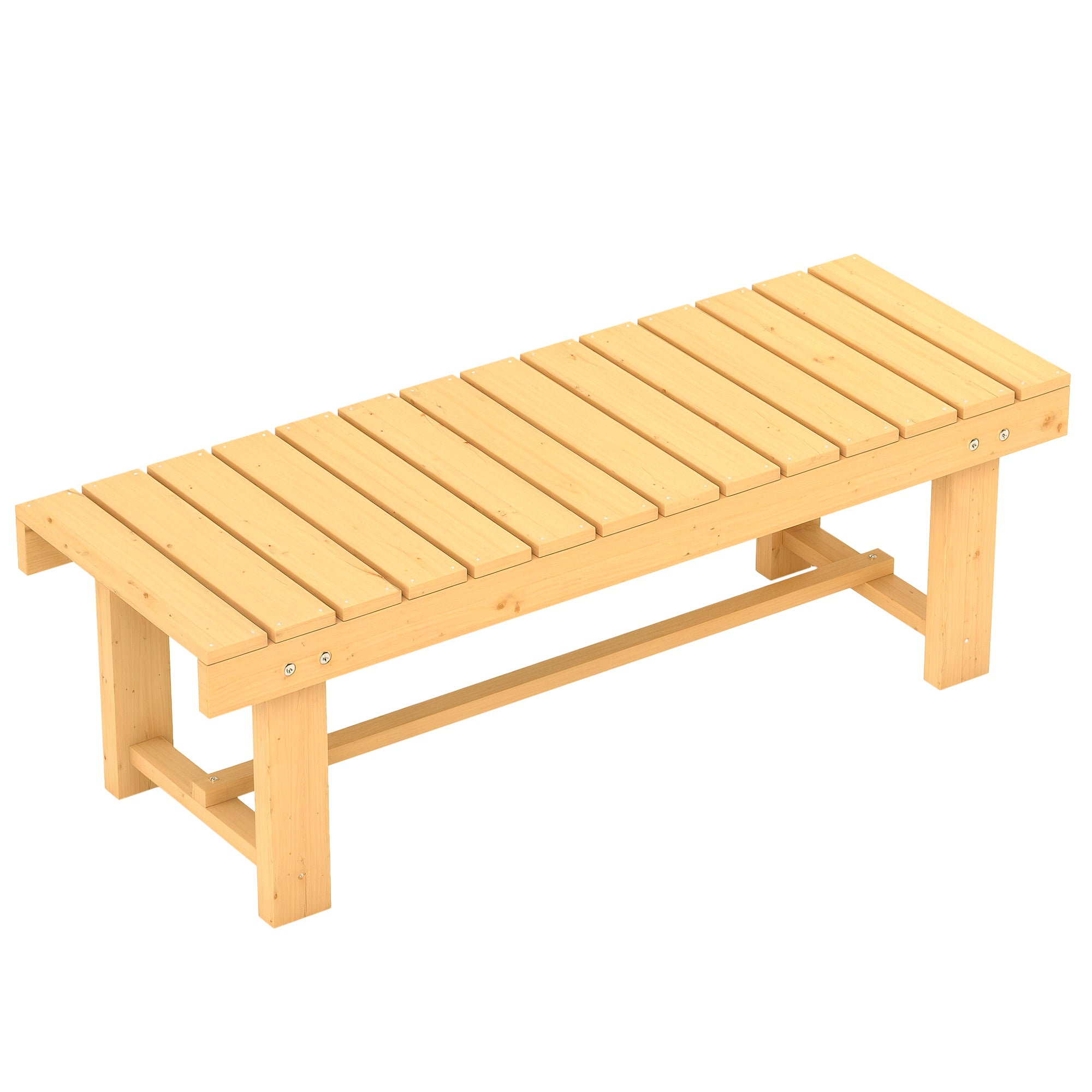 Garden Bench, 2-Seater Bench, Outdoor Furniture, Rustic Bench, Solid Wood, Natural, 110 x 38 x 35 cm