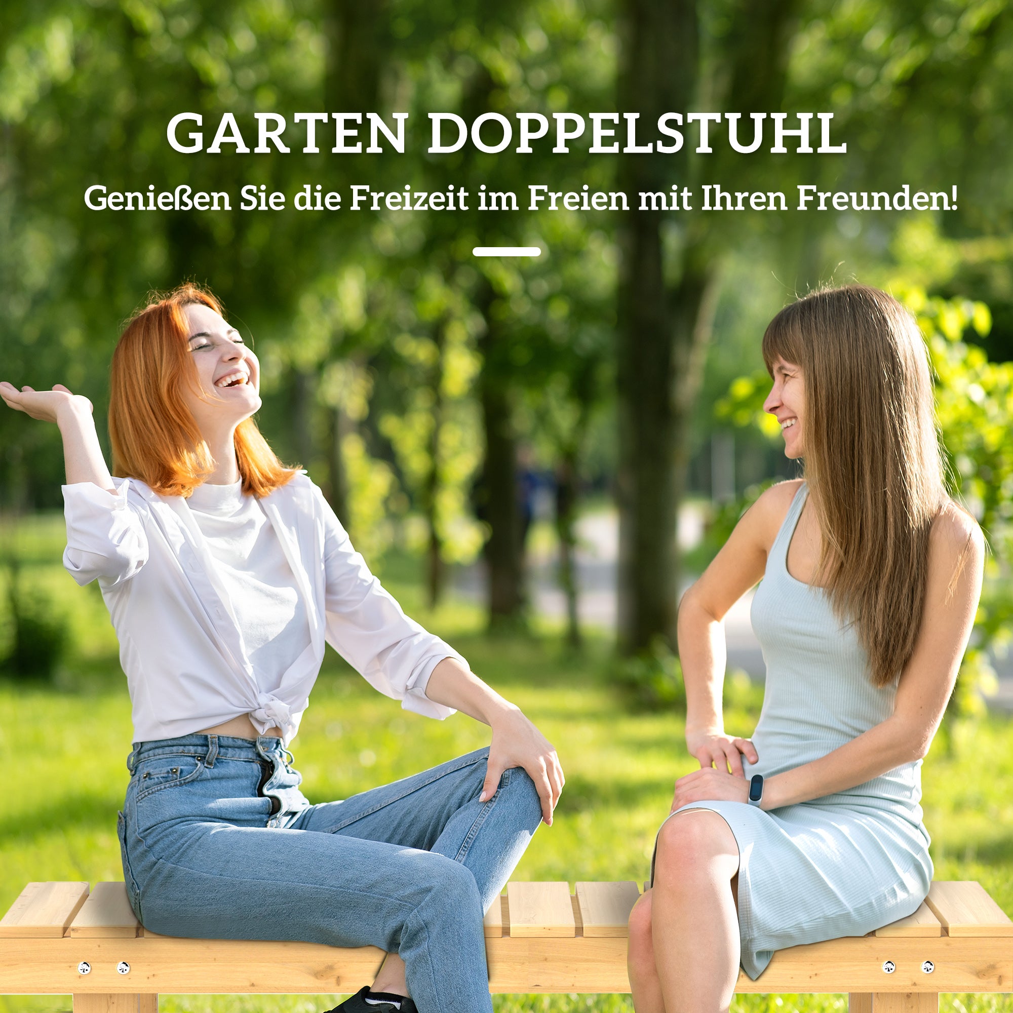 Garden Bench, 2-Seater Bench, Outdoor Furniture, Rustic Bench, Solid Wood, Natural, 110 x 38 x 35 cm