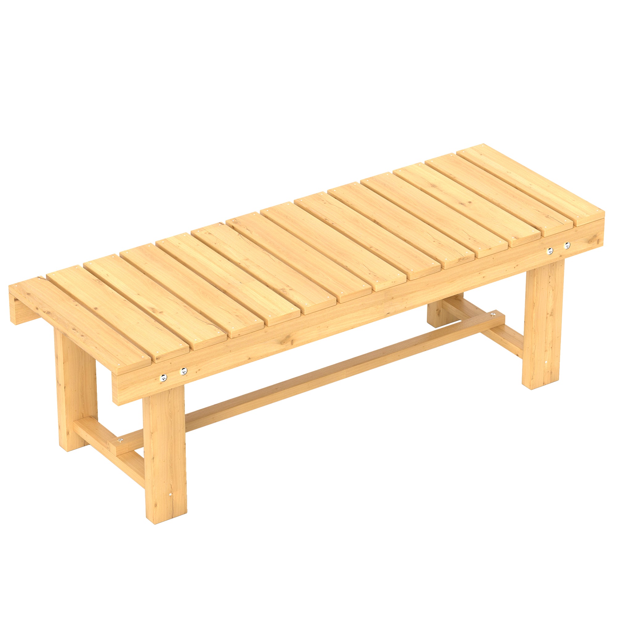 Garden Bench, 2-Seater Bench, Outdoor Furniture, Rustic Bench, Solid Wood, Natural, 110 x 38 x 35 cm