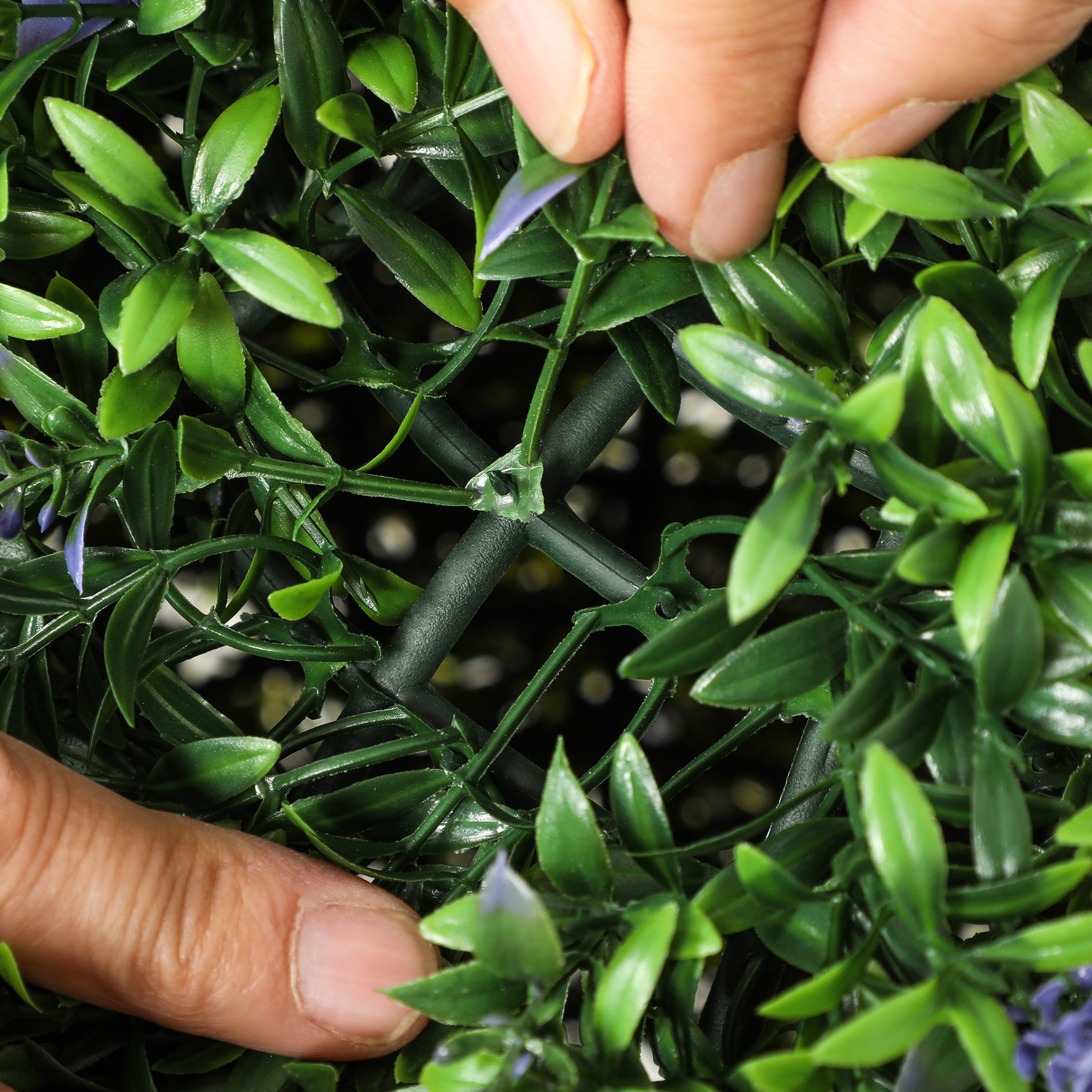 Set of 2 Artificial Lavender, 42 cm Indoor Plant, Artificial Plant in Sphere Shape, Large Decorative Artificial Flowers for Home, Office, Hallway, Garden, Violet+Green