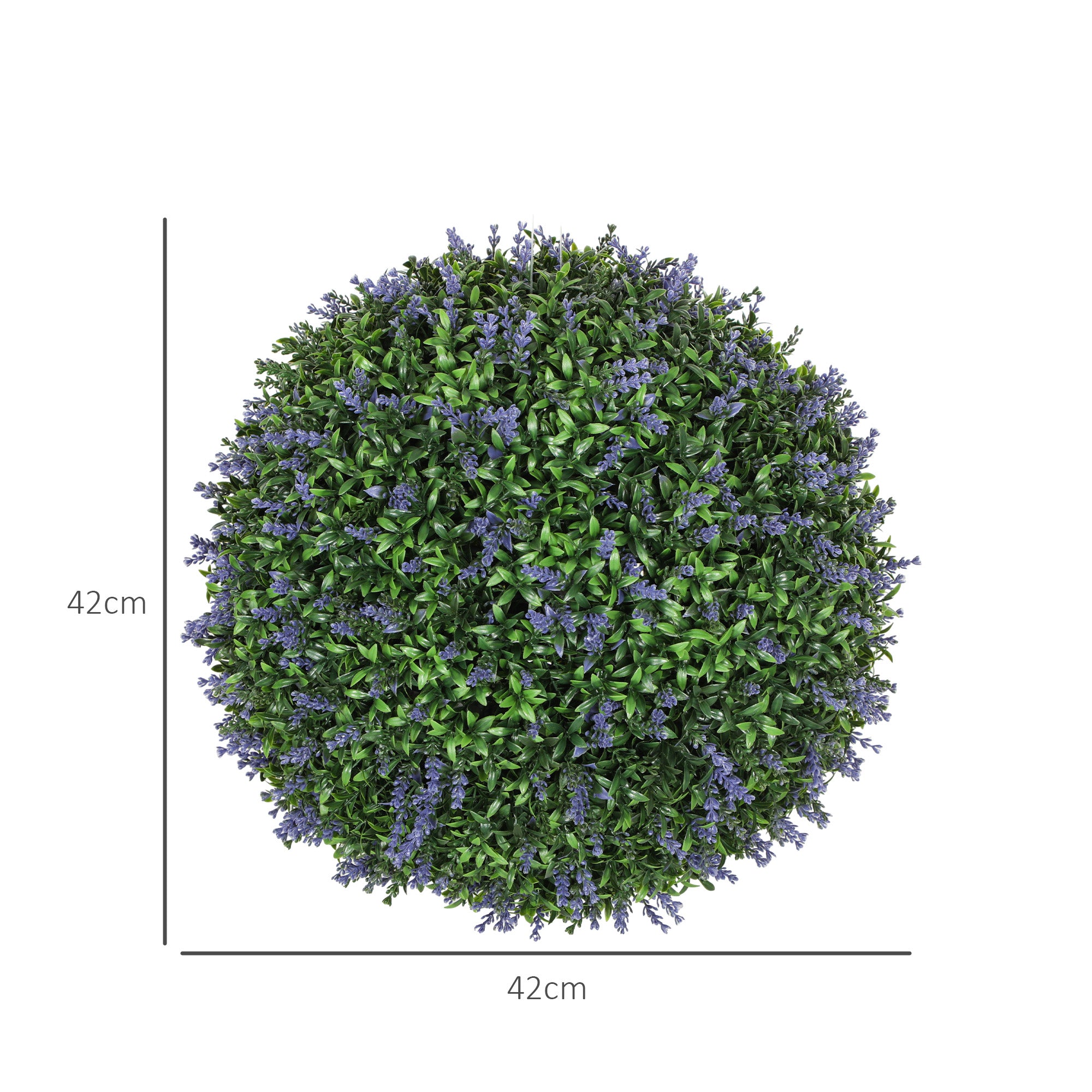 Set of 2 Artificial Lavender, 42 cm Indoor Plant, Artificial Plant in Sphere Shape, Large Decorative Artificial Flowers for Home, Office, Hallway, Garden, Violet+Green