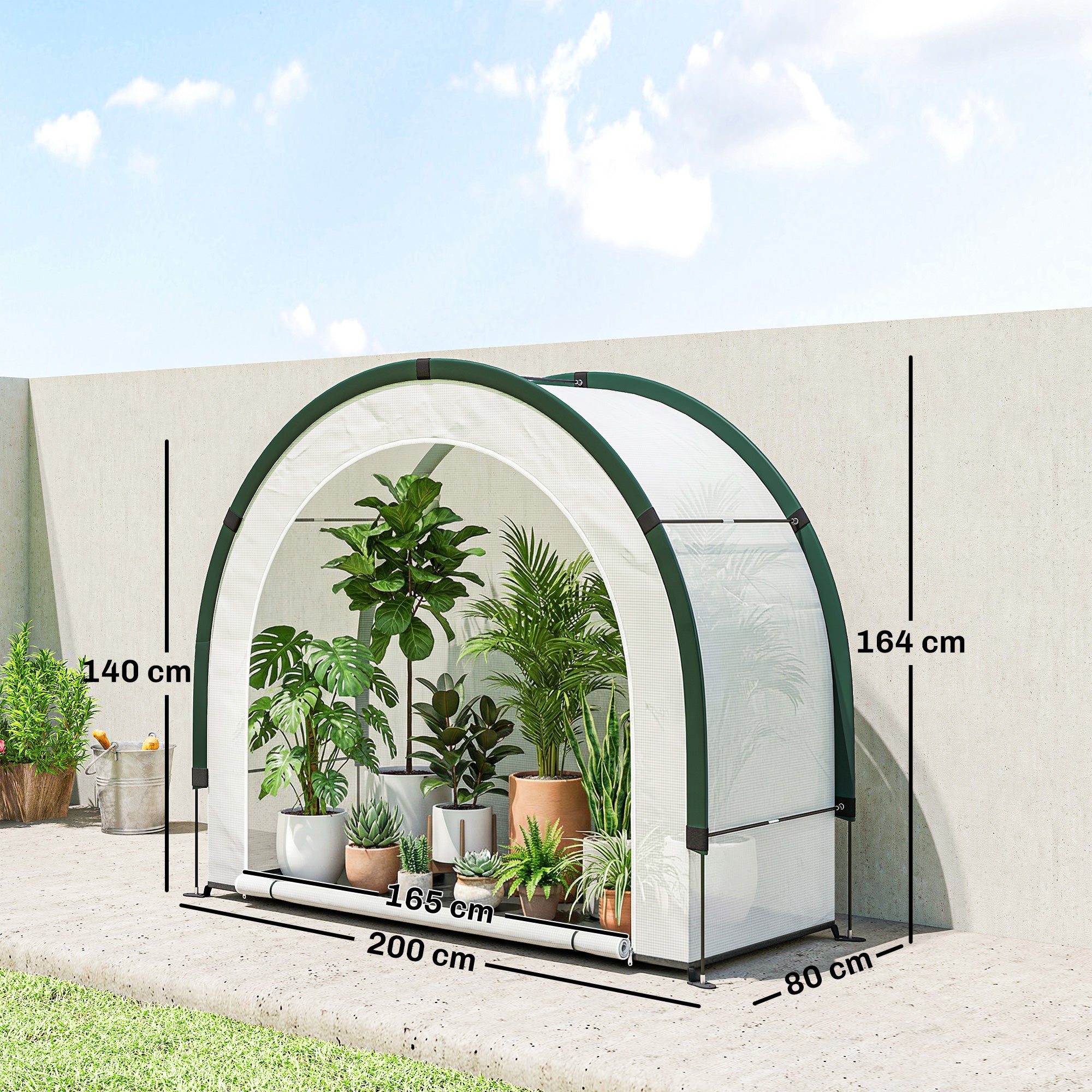 Arched-Top Greenhouse, Foldable PE Tunnel Greenhouse, Winter-Resistant Walk-In Greenhouse for Balcony & Garden, 200 x 80 x 164 cm – for Tomatoes, Vegetables, Flowers, Plants