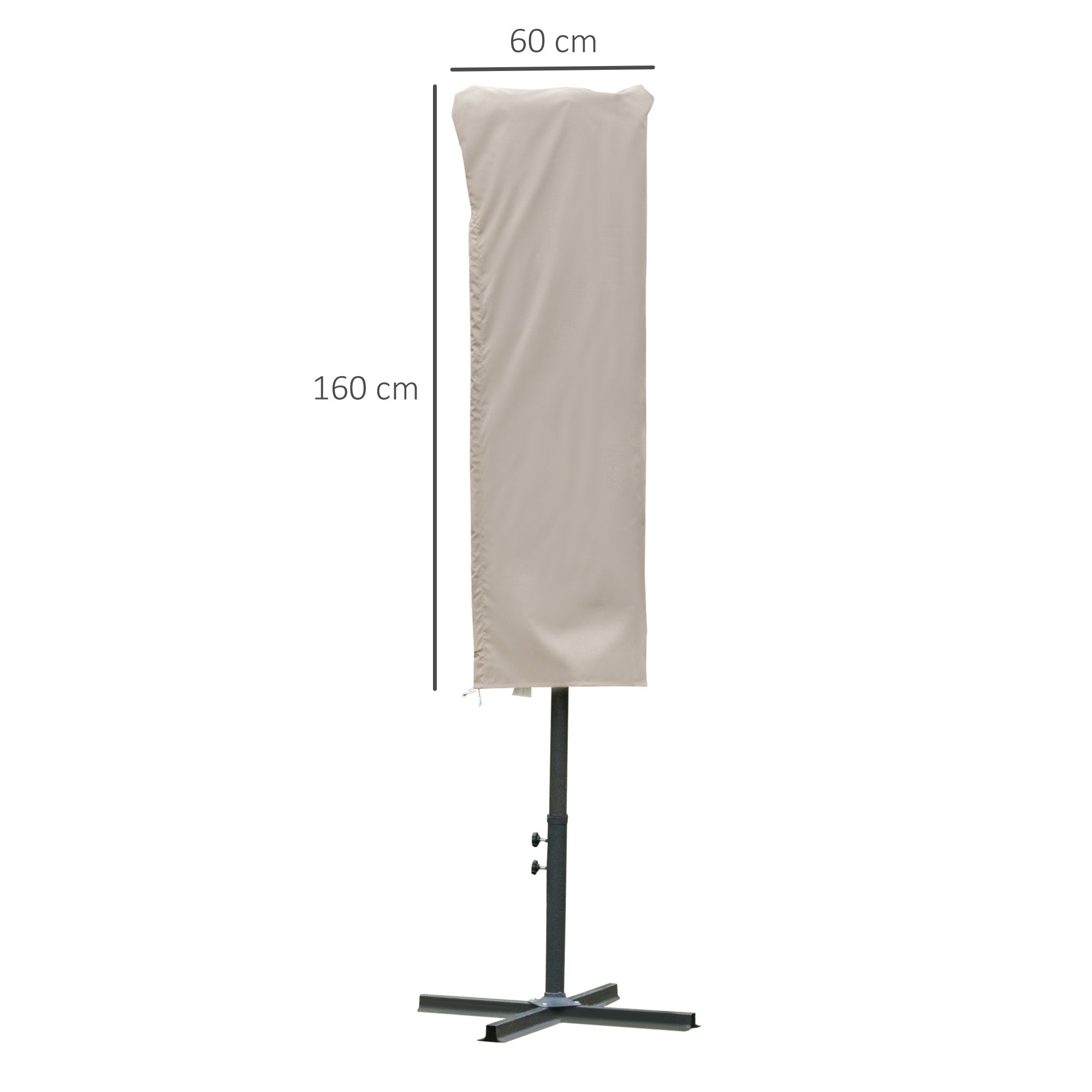 Umbrella Cover Weatherproof Windproof Drawstring Closure Easy Clean Outdoor for Cantilever Umbrella Ø60 x 160 cm Khaki