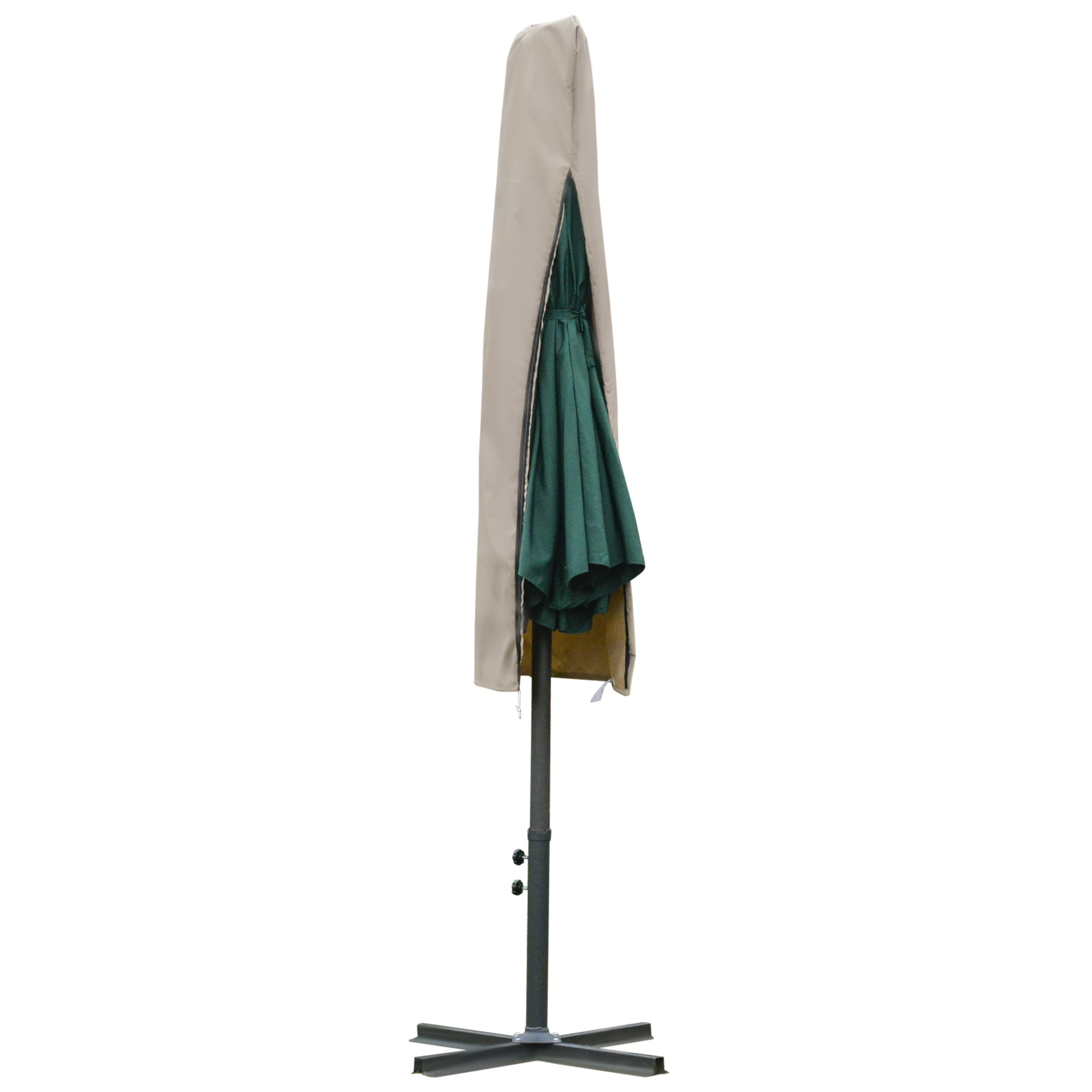 Umbrella Cover Weatherproof Windproof Drawstring Closure Easy Clean Outdoor for Cantilever Umbrella Ø60 x 160 cm Khaki