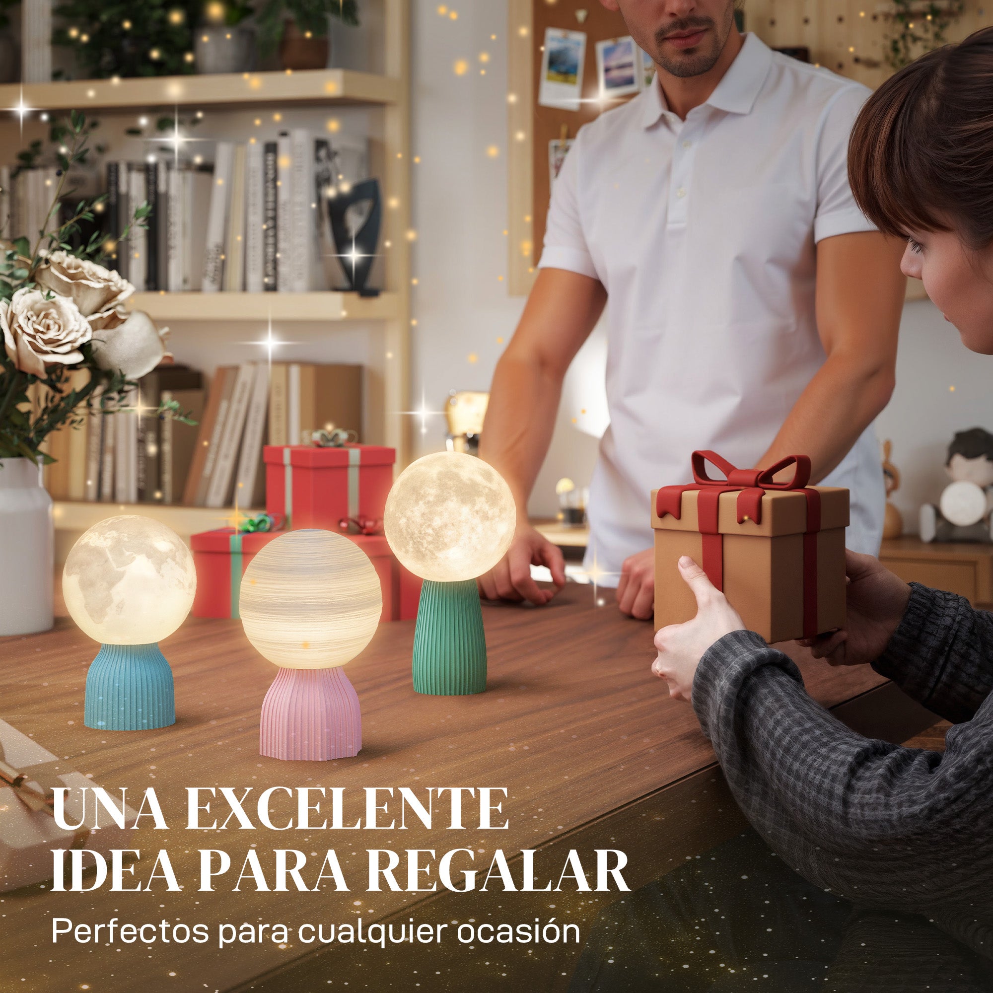 Set of 3 3D Nightstand Lamps Table Lamps with 3 Colors Adjustable Brightness in 10 Levels USB Connection for Home Office Bedroom White