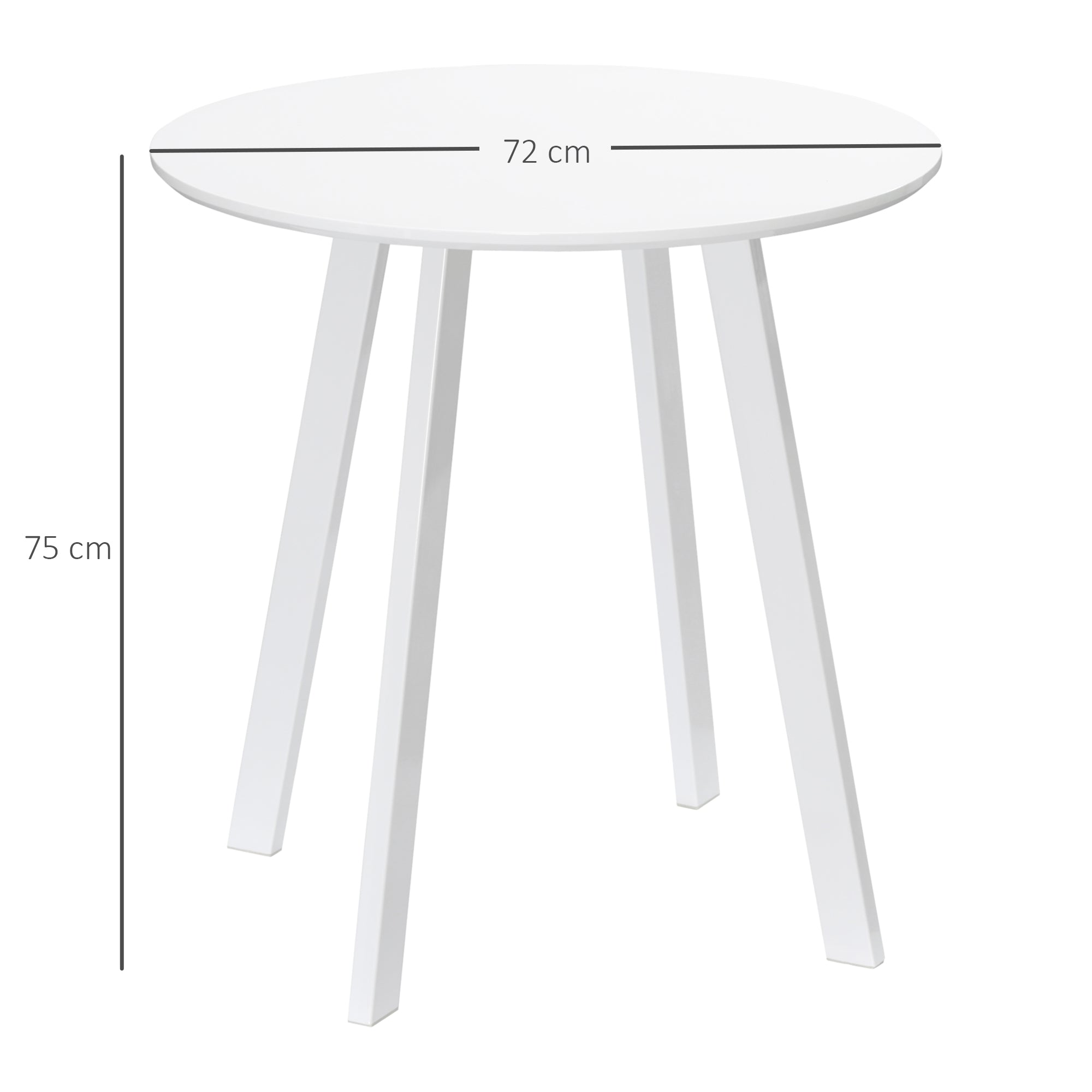 Dining Table 72 x 72 cm Round Kitchen Table for 2 Persons Modern Dining Table with Angled Legs, Table for Kitchen, Dining Room and Living Room White