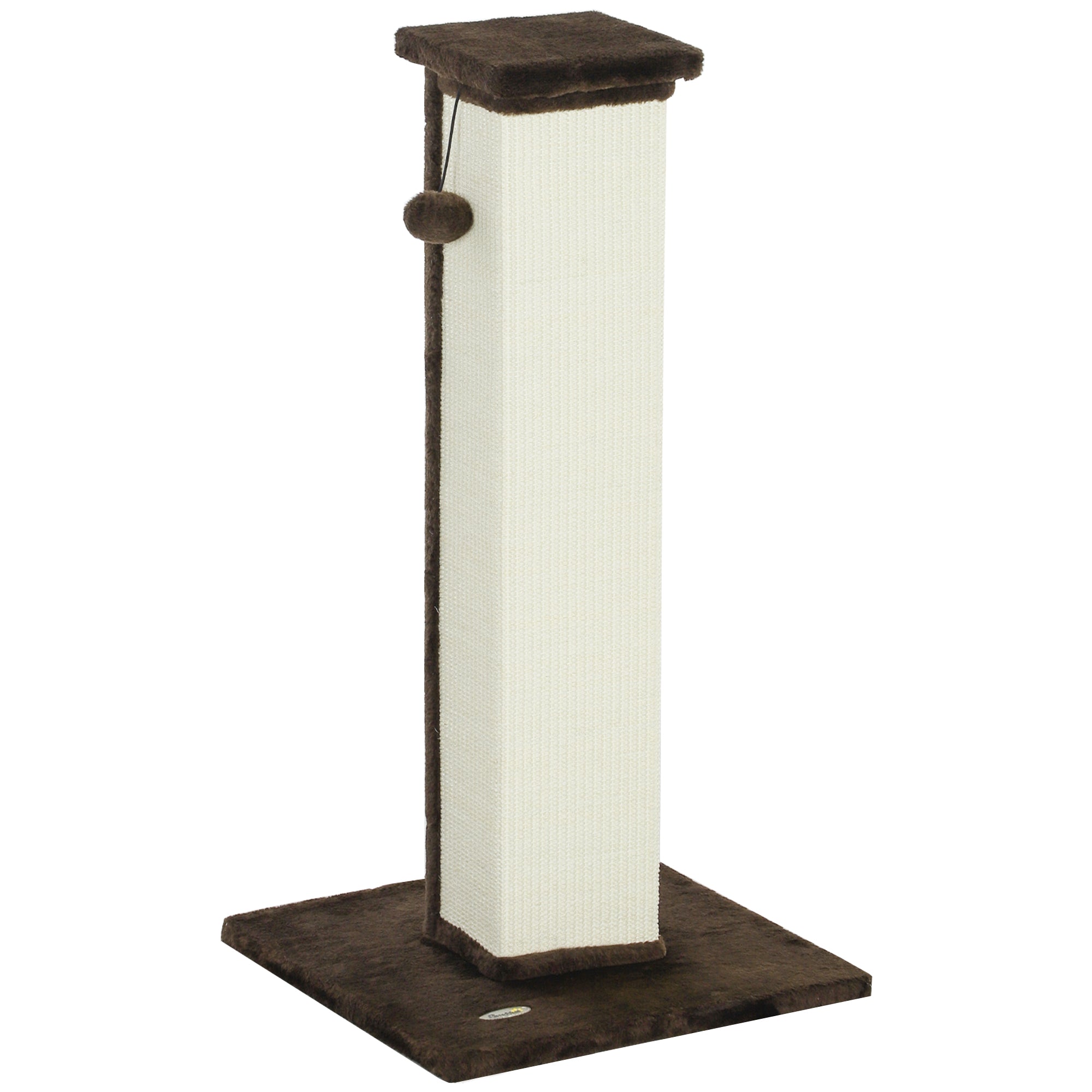 Cat Scratching Post Height 81 cm Cat Scratcher with Sisal Post and Hanging Ball 41x41x81 cm Brown