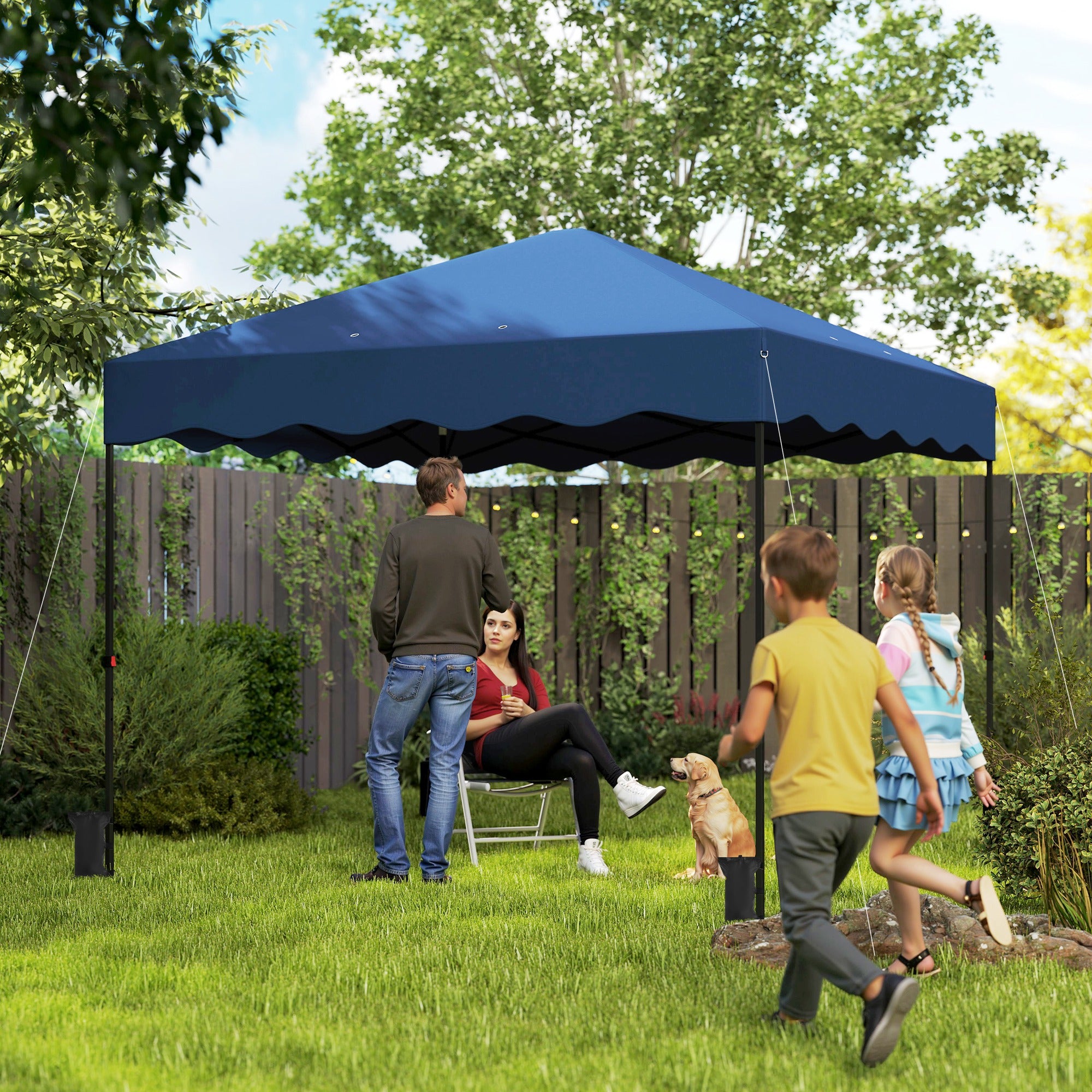 Pavilion approx. 3x3m, water-repellent Stable Winterproof Pop-up Folding Gazebo with UV Protection 50+, Foldable Party Tent Garden Gazebo with Roller Bag, Garden Pavilion for Camping Garden, Dark Blue