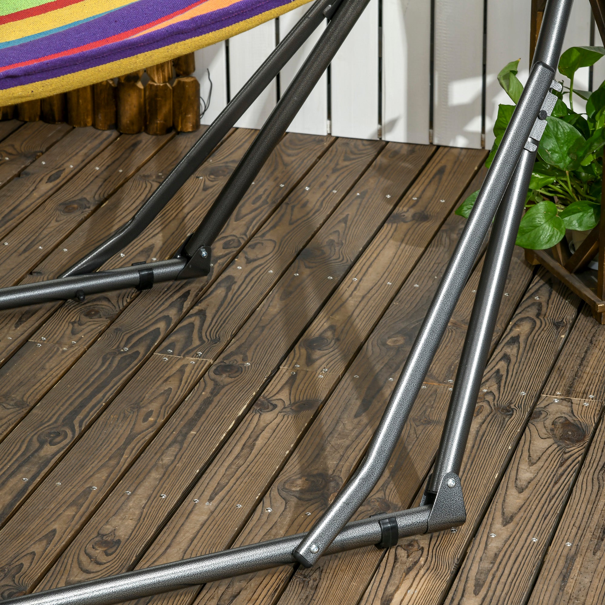 Foldable garden hammock clothesline with curved metal stand epoxy metal hammock stand 1 place max. load 120 kg dim. 270L x 100W x 94Hcm