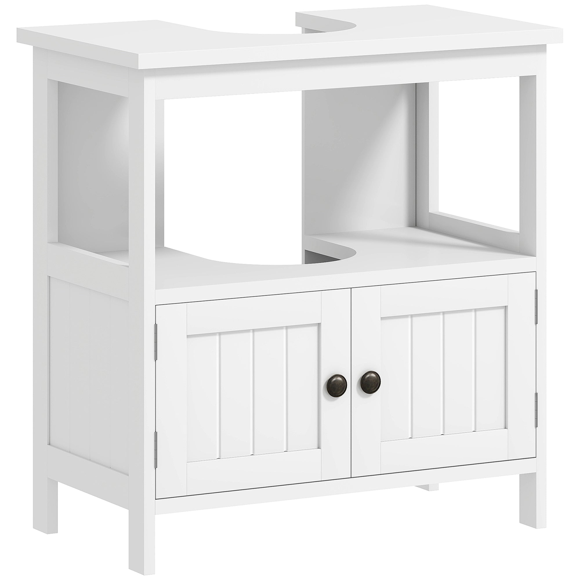 Under Sink Cabinet with 2 Doors and Open Shelf Modern Design Load Capacity 30 kg 60x30x60 cm White