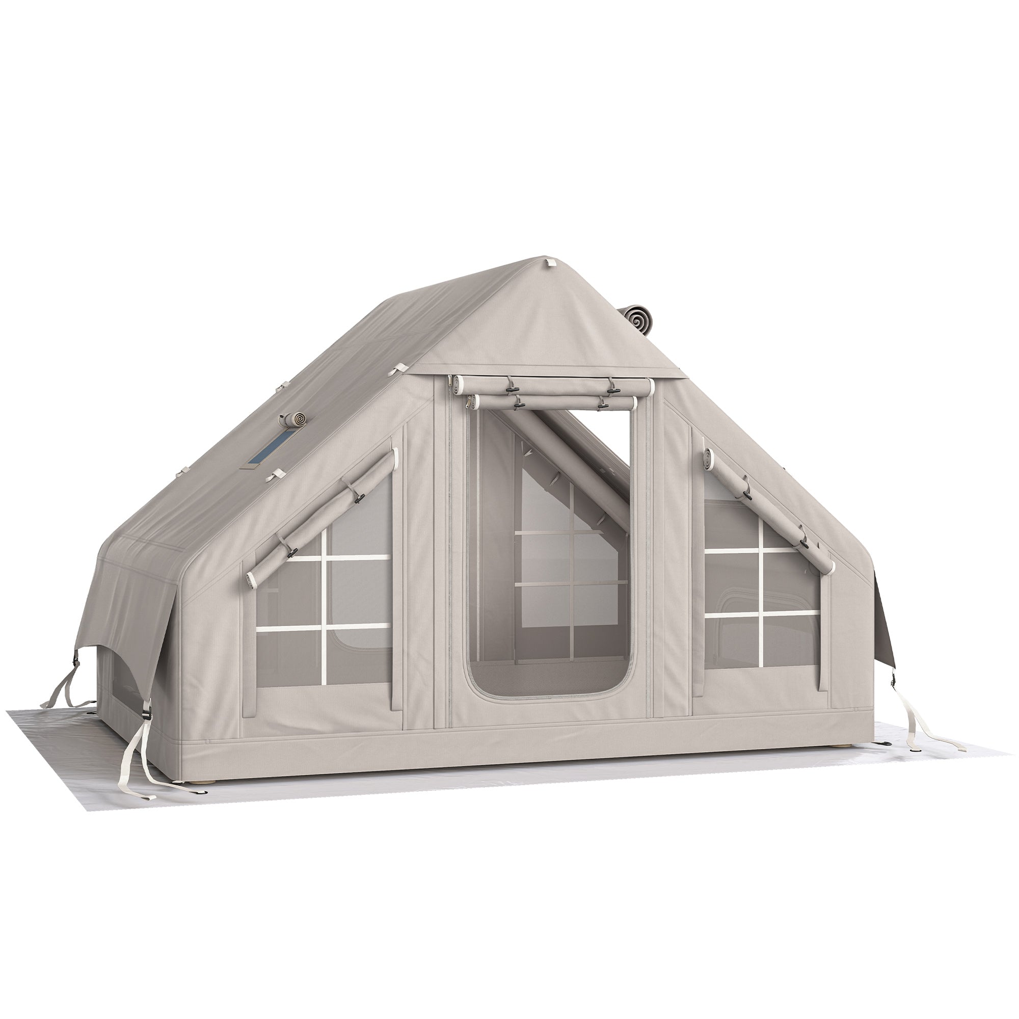 Inflatable Tent for 5–8 People — Quick Setup, 8000mm Waterproof & Windproof, Air Tent with Pump, Stove Jack, Roof Window, Scratch-Resistant Oxford Floor