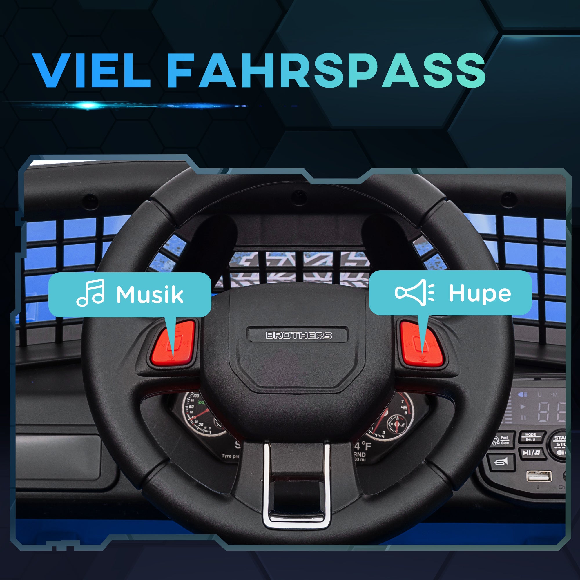 Kids Electric Car, 12V 3-5 km/h Electric Ride-On Car with 2.4G Remote Control, Shock Absorber, Electric Vehicle with Music, Headlights, Horn, MP3, Electric Car for Kids 3-6 Years Old, Blue