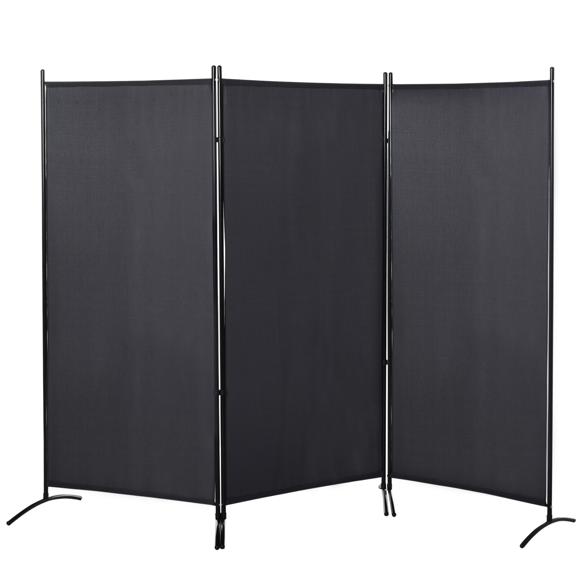 3-Panel Partition 2.53L x 0.5W x 1.82H m Side Blind on Freestanding Metal Polyester High Density Dark Gray