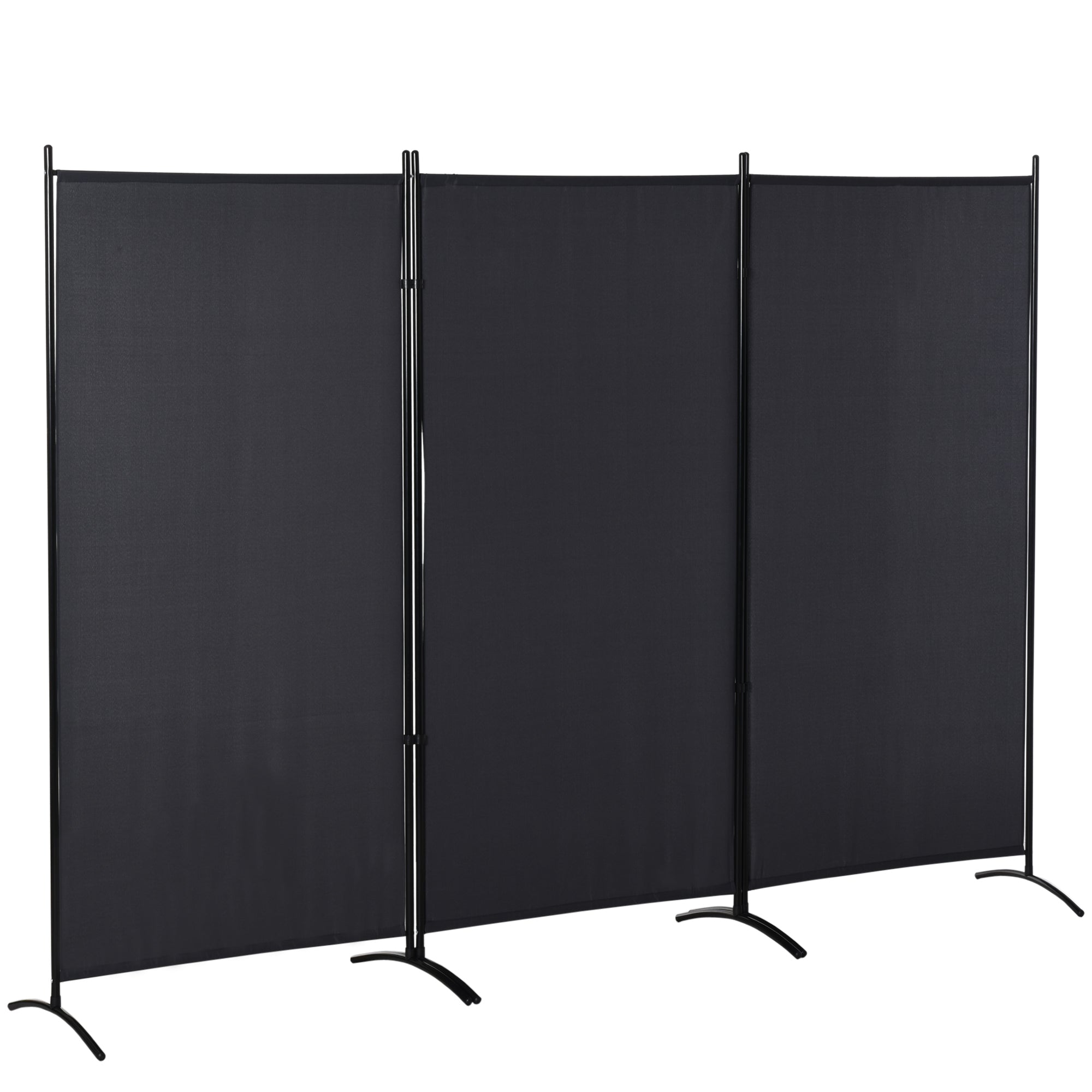 3-Panel Partition 2.53L x 0.5W x 1.82H m Side Blind on Freestanding Metal Polyester High Density Dark Gray