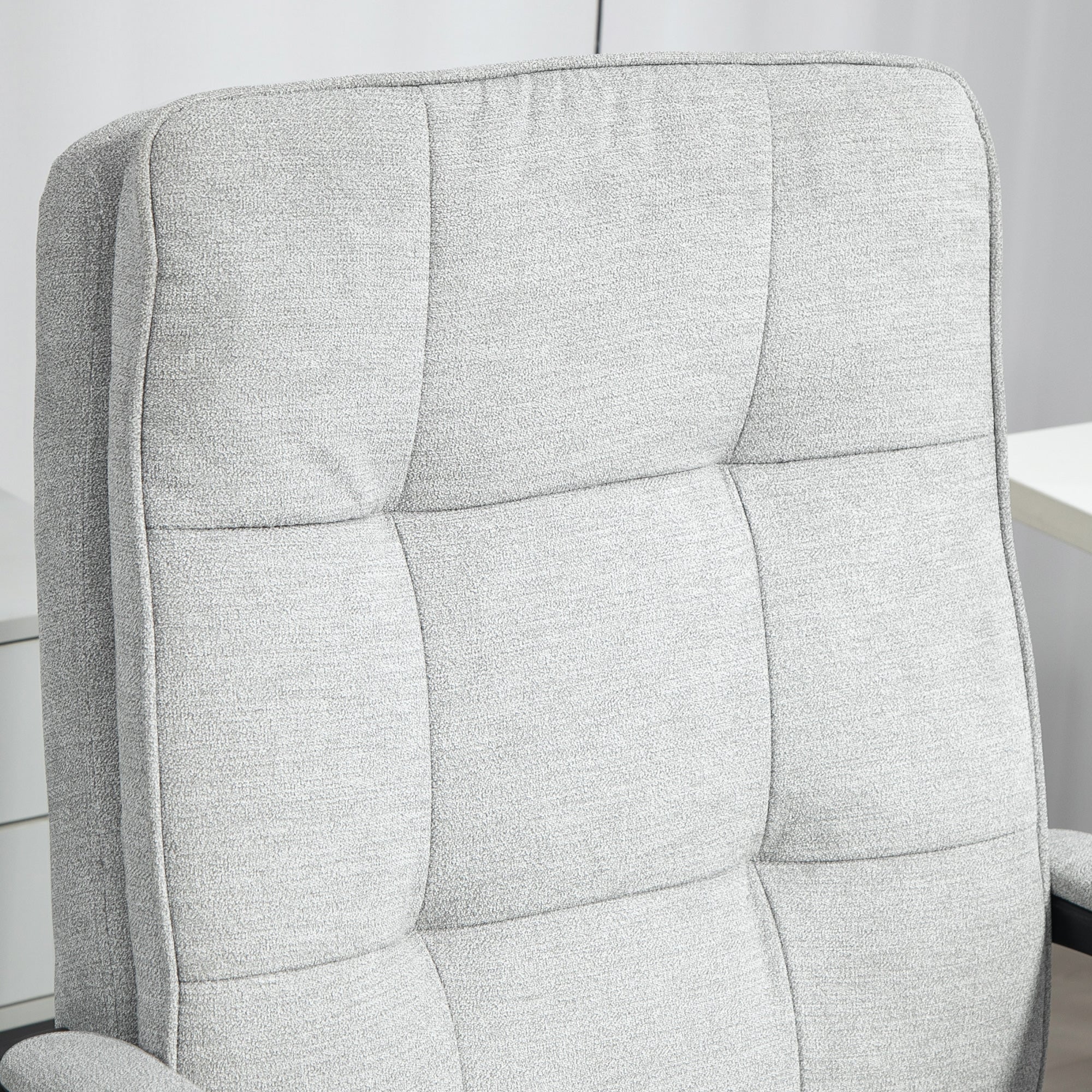Office Chair Ergonomic Desk Chair with Armrest, Height Adjustable Swivel Chair with Rocking Function, Linen Look, Tufted Computer Chair, Gray