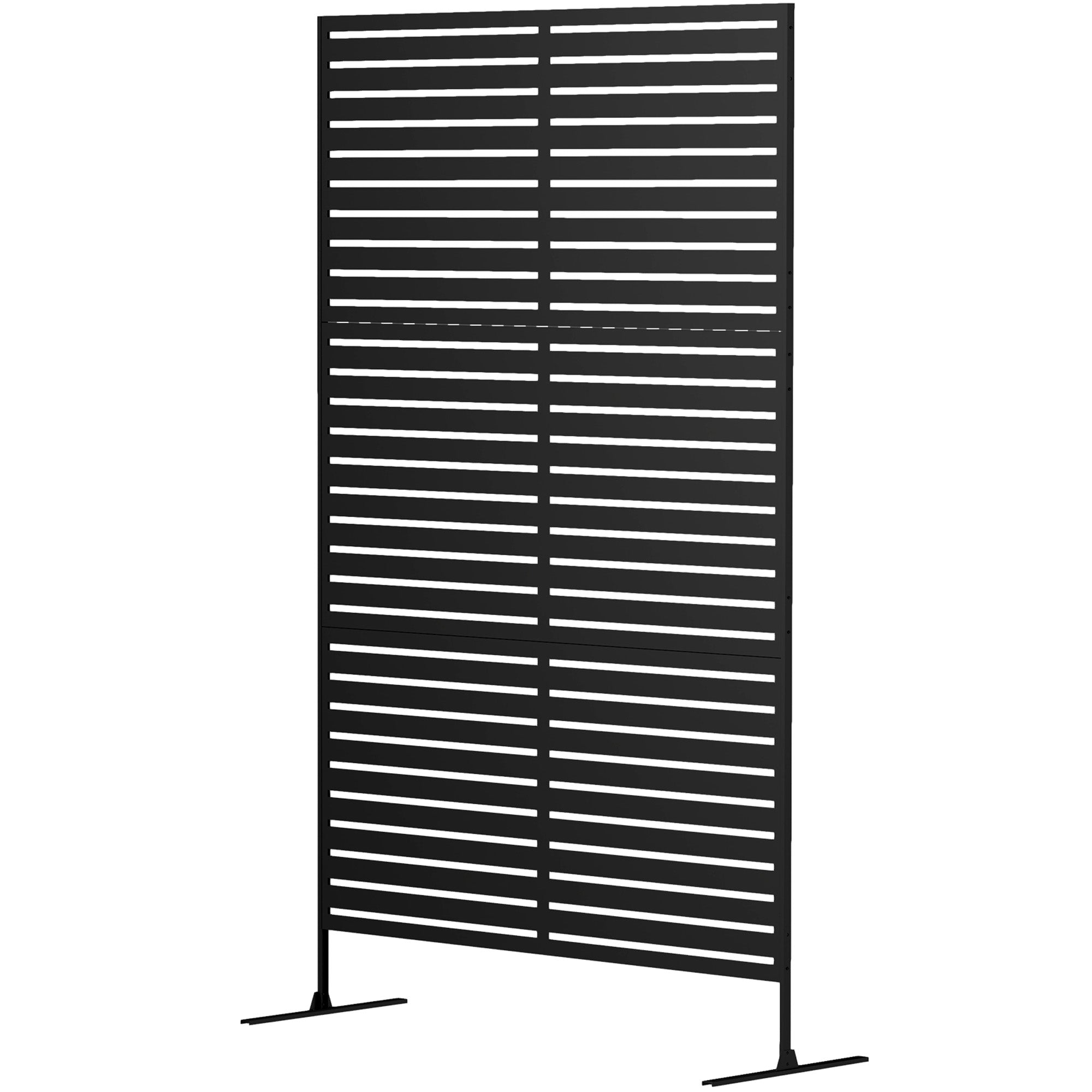 Room Divider 3-part 122 x 198 cm Freestanding Louver Privacy Screen in Steel, Outdoor Room Separator Privacy Wall Partition for Garden, Balcony, Terrace, Black